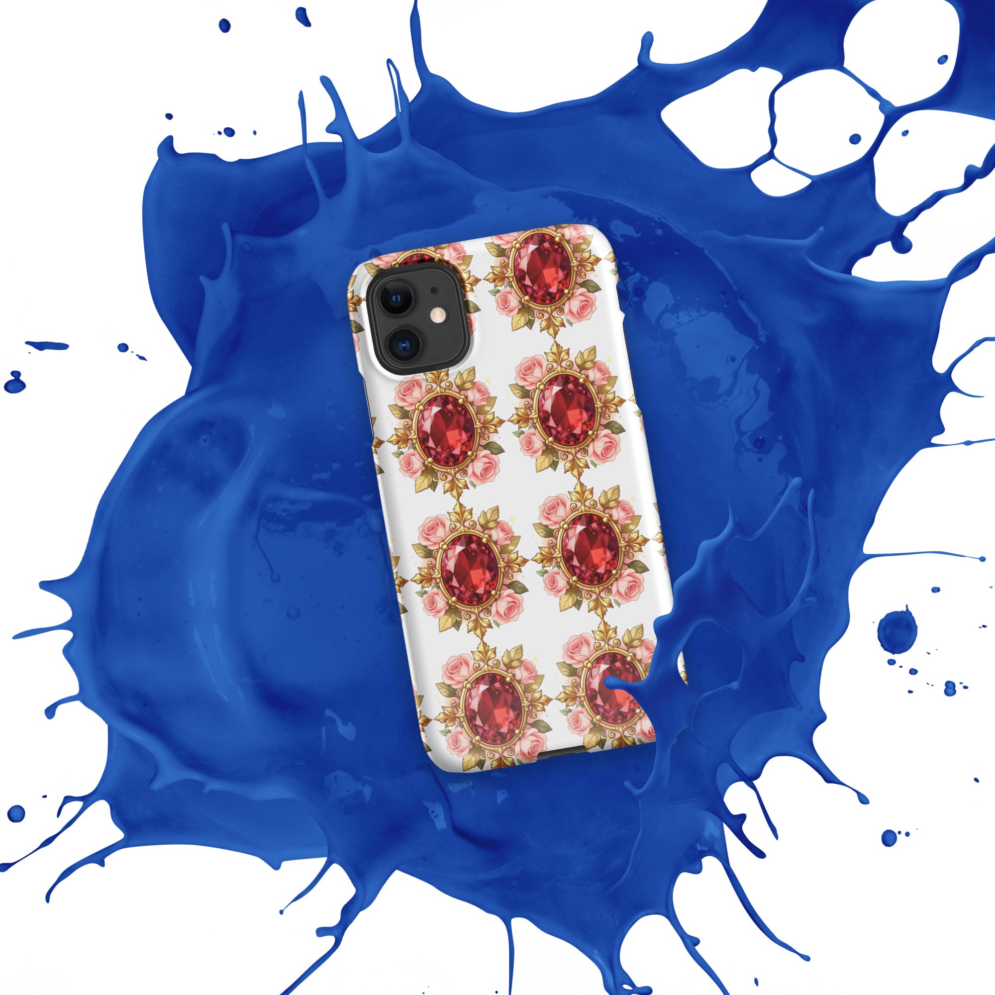 Snap case for iPhone® - Elite Ruby Rose Gold Snap Case – Ornate Jewel Luxury for iPhone by printfluence.net