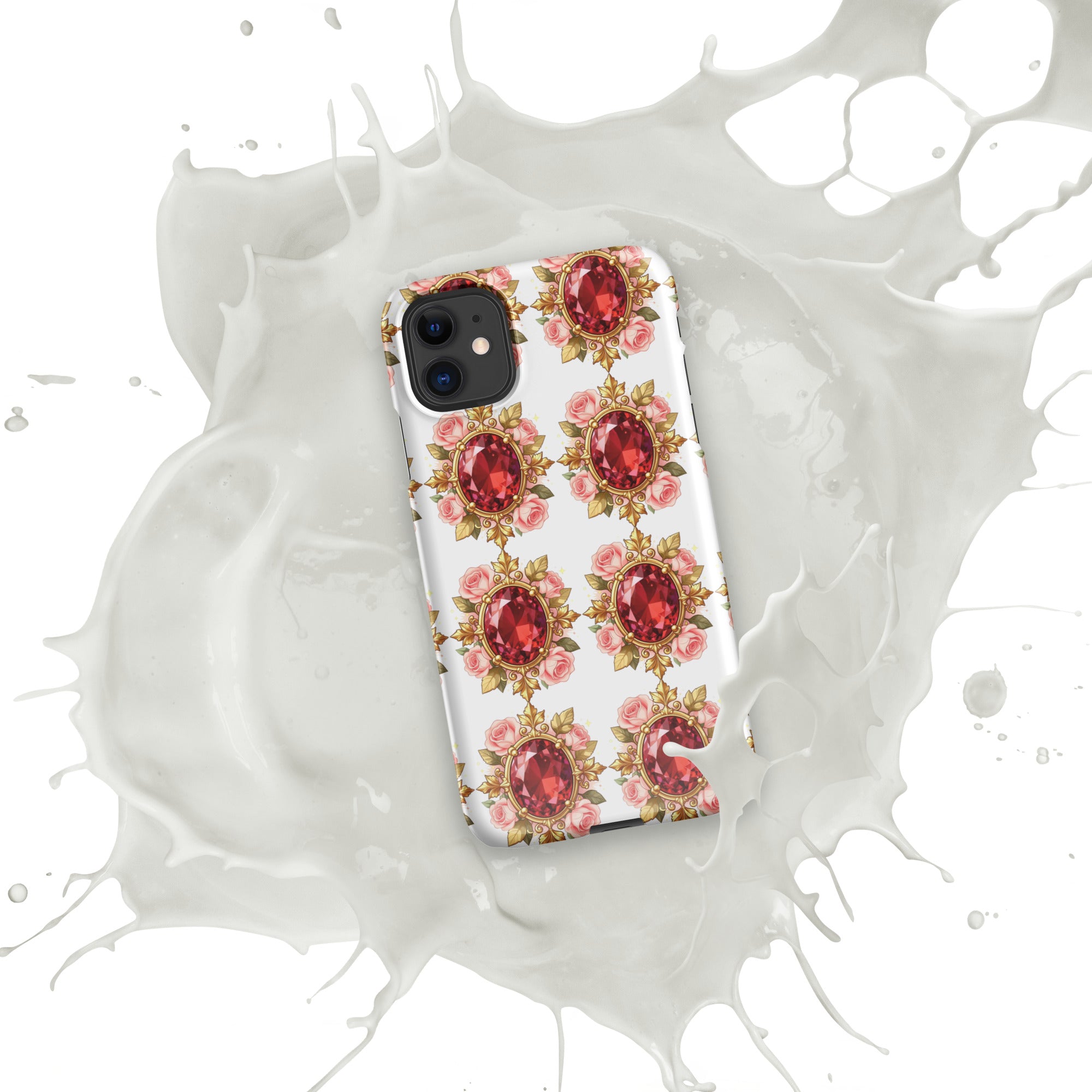 Snap case for iPhone® - Elite Ruby Rose Gold Snap Case – Ornate Jewel Luxury for iPhone by printfluence.net