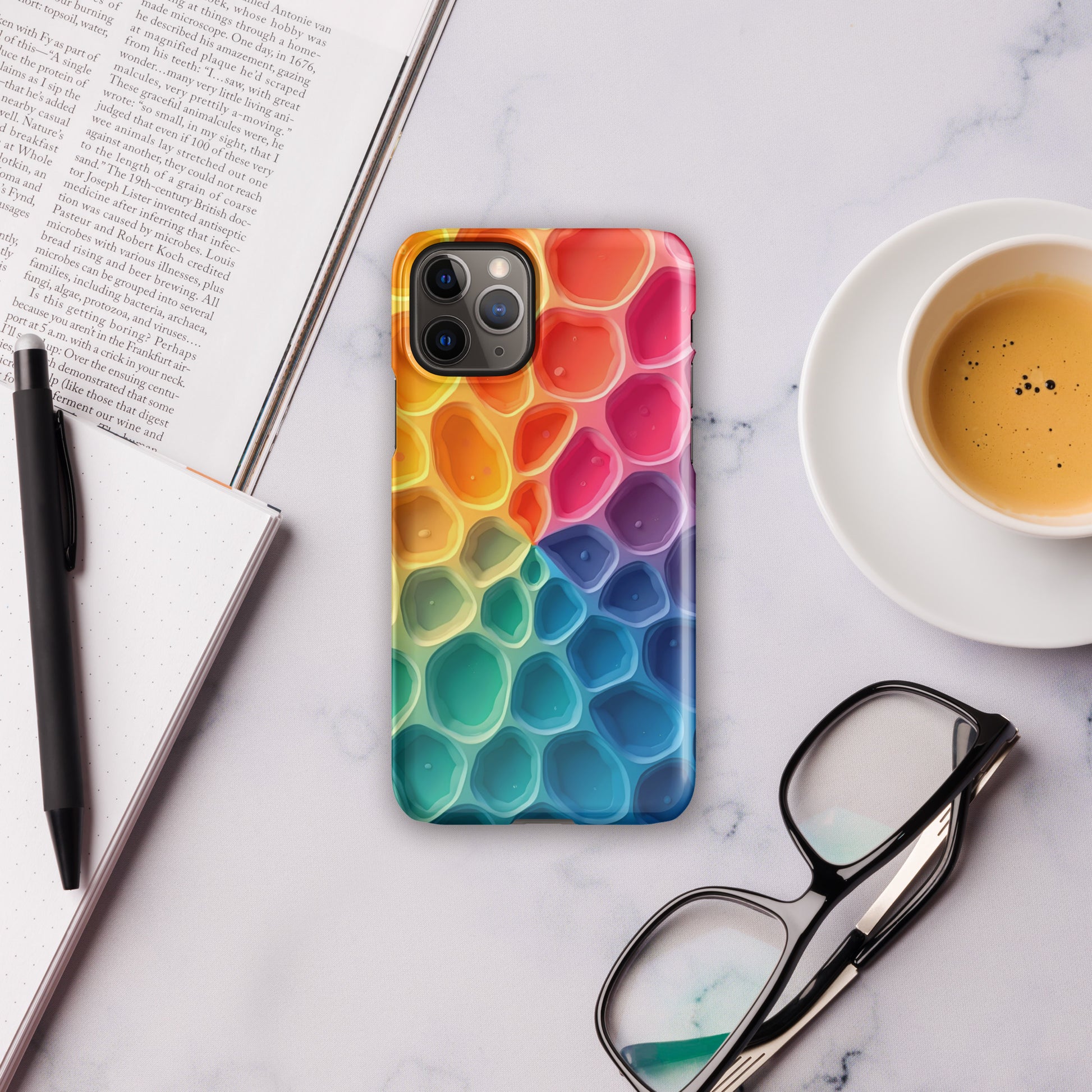 Snap case for iPhone® - Colorful Cell Pattern iPhone Case – Modern Abstract Protective Art Design by printfluence.net