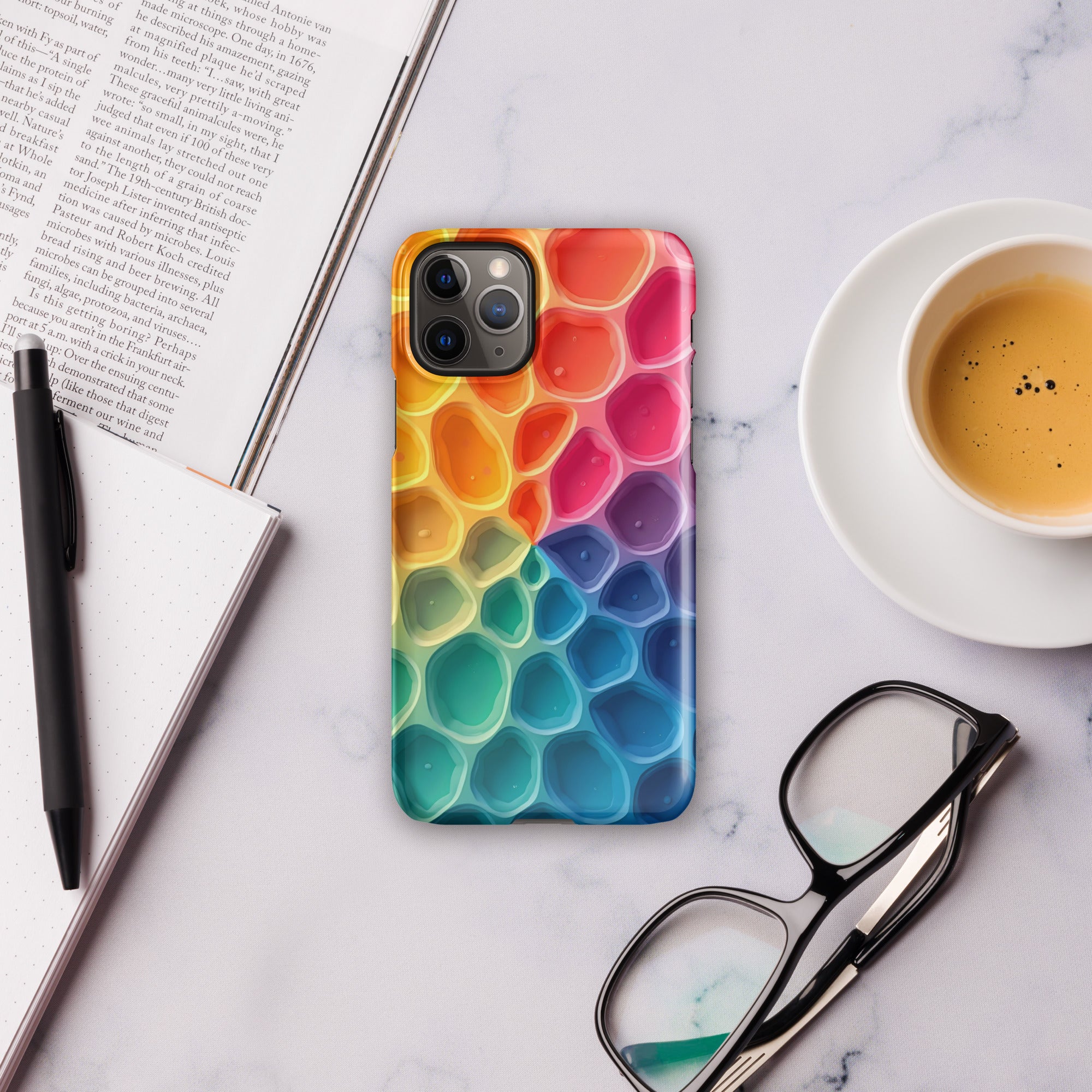 Snap case for iPhone® - Colorful Cell Pattern iPhone Case – Modern Abstract Protective Art Design by printfluence.net