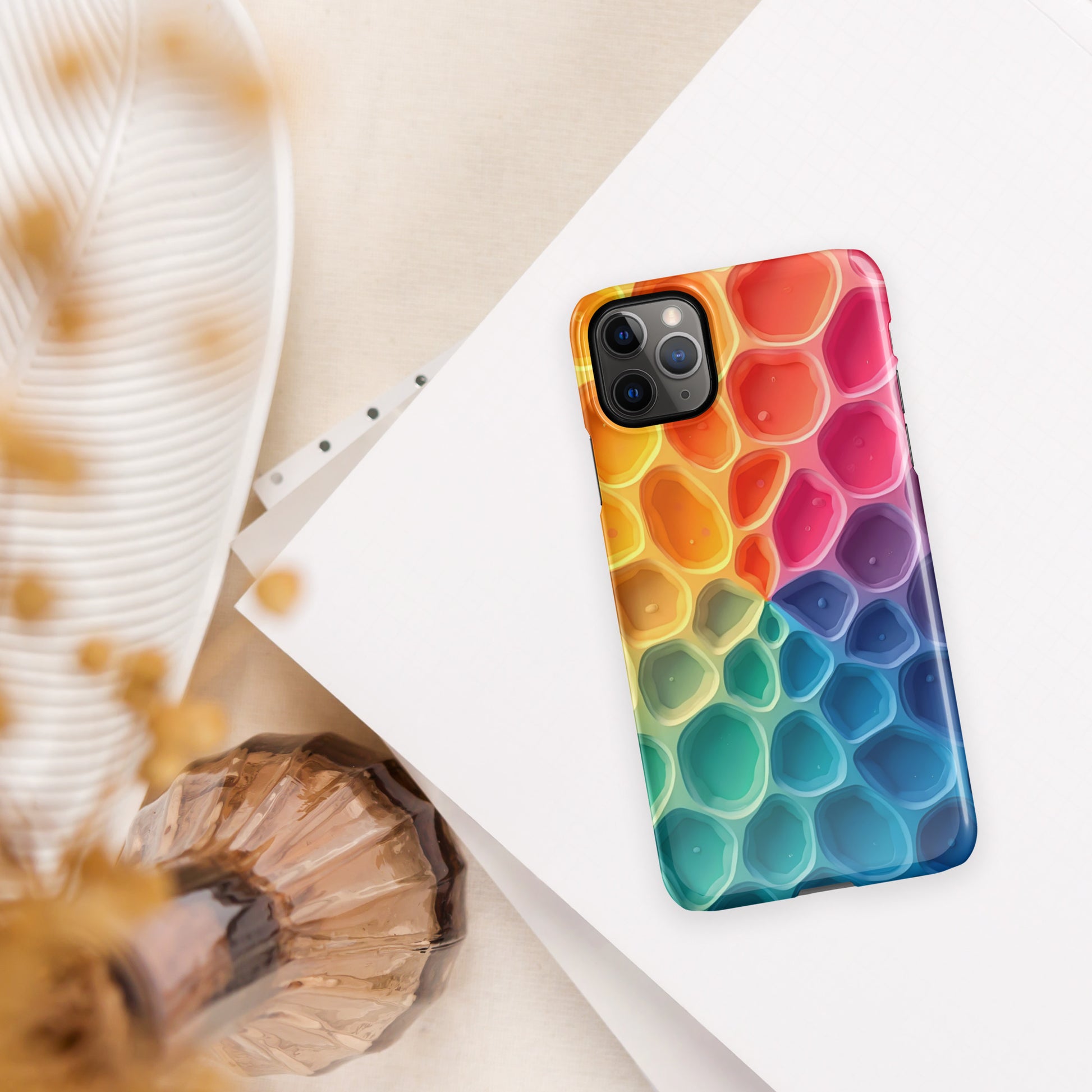 Snap case for iPhone® - Colorful Cell Pattern iPhone Case – Modern Abstract Protective Art Design by printfluence.net