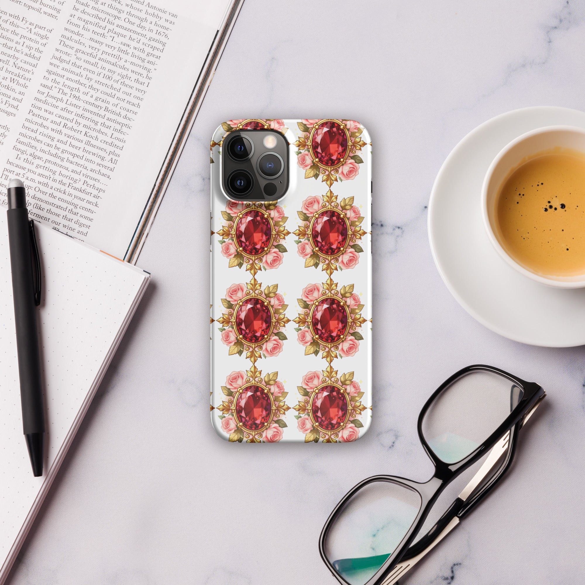 Snap case for iPhone® - Elite Ruby Rose Gold Snap Case – Ornate Jewel Luxury for iPhone by printfluence.net