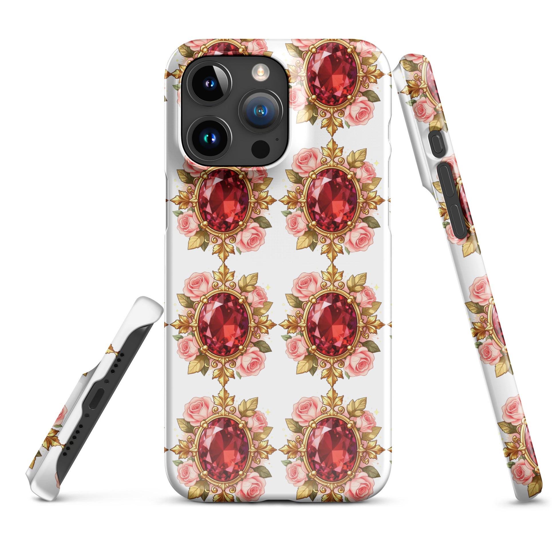Snap case for iPhone® - Elite Ruby Rose Gold Snap Case – Ornate Jewel Luxury for iPhone by printfluence.net