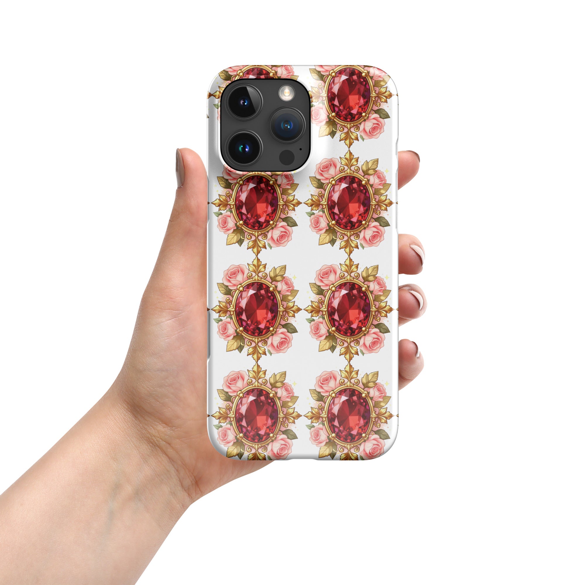 Snap case for iPhone® - Elite Ruby Rose Gold Snap Case – Ornate Jewel Luxury for iPhone by printfluence.net
