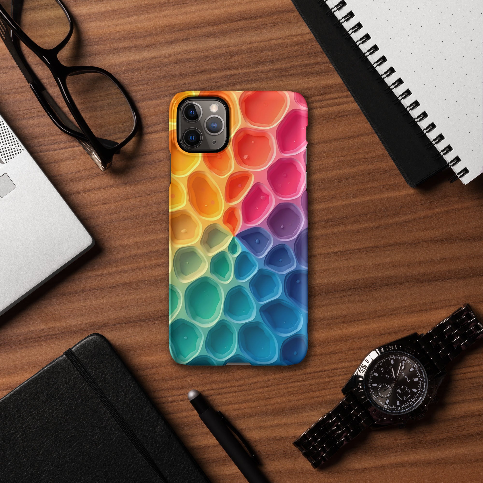 Snap case for iPhone® - Colorful Cell Pattern iPhone Case – Modern Abstract Protective Art Design by printfluence.net