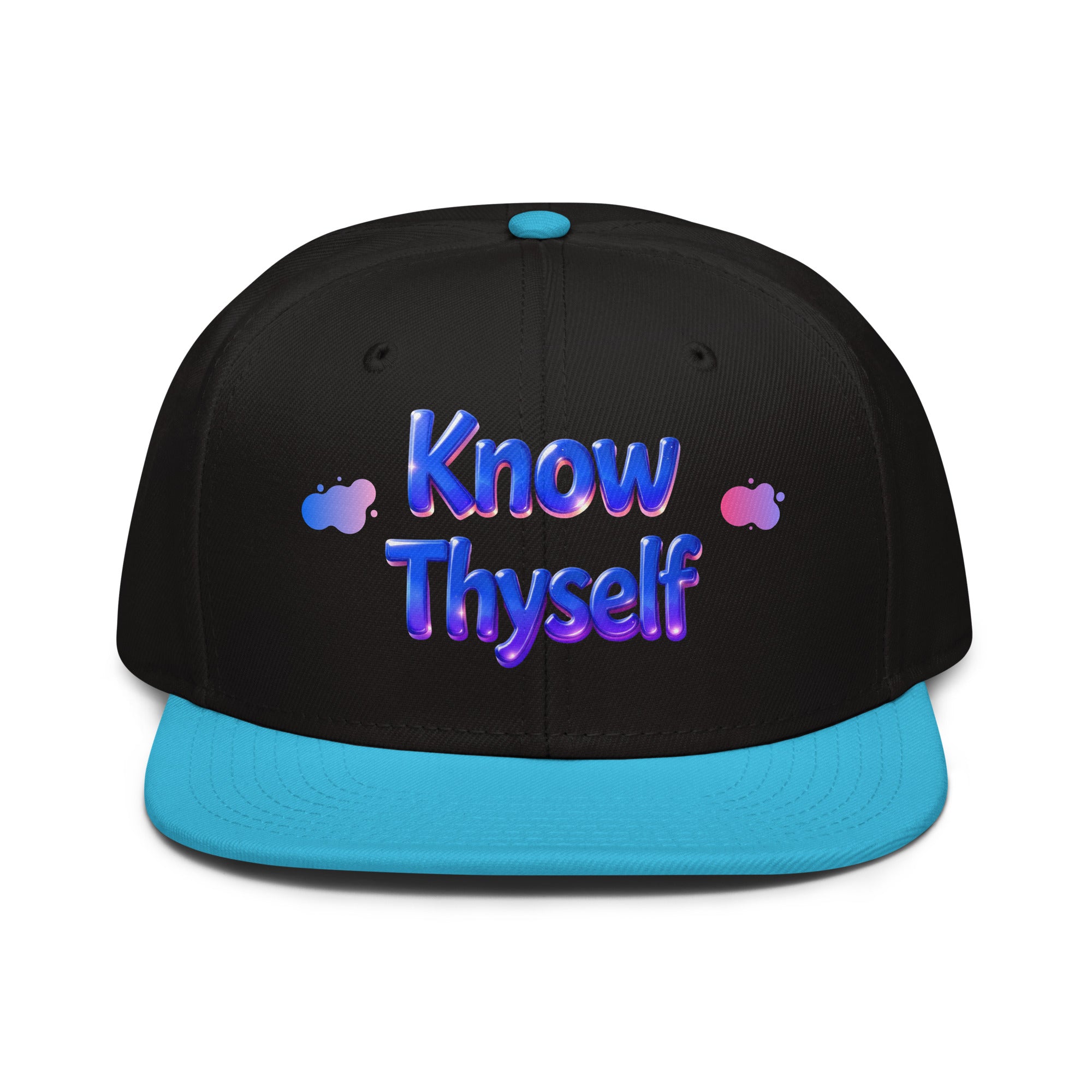 Snapback Hat - Know Thyself Snapback Hat – Blue Text Classic Streetwise Cap by printfluence.net