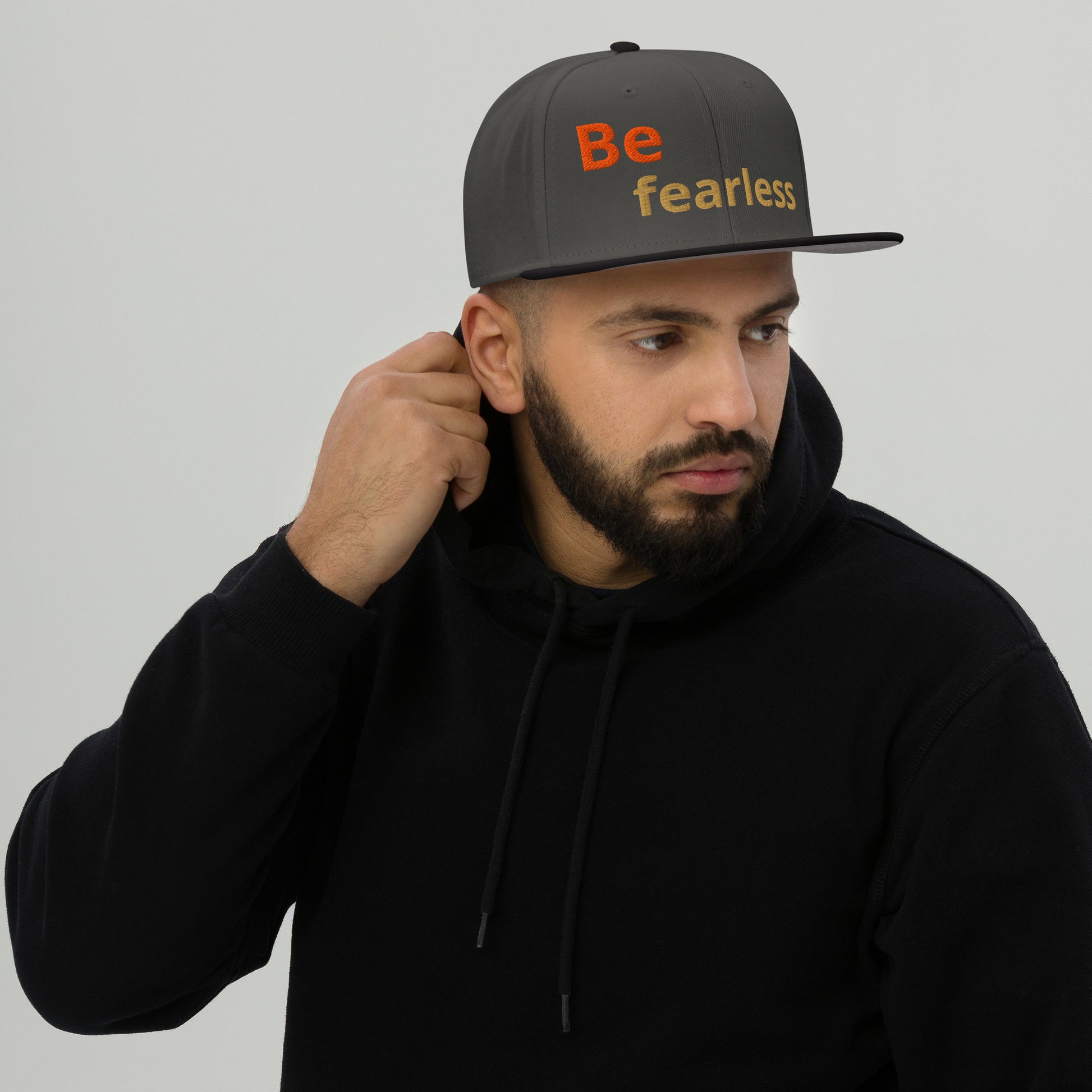 Snapback Hat - Be Fearless Cap – Bold Motivational Quote Design for Confident Style by printfluence.net