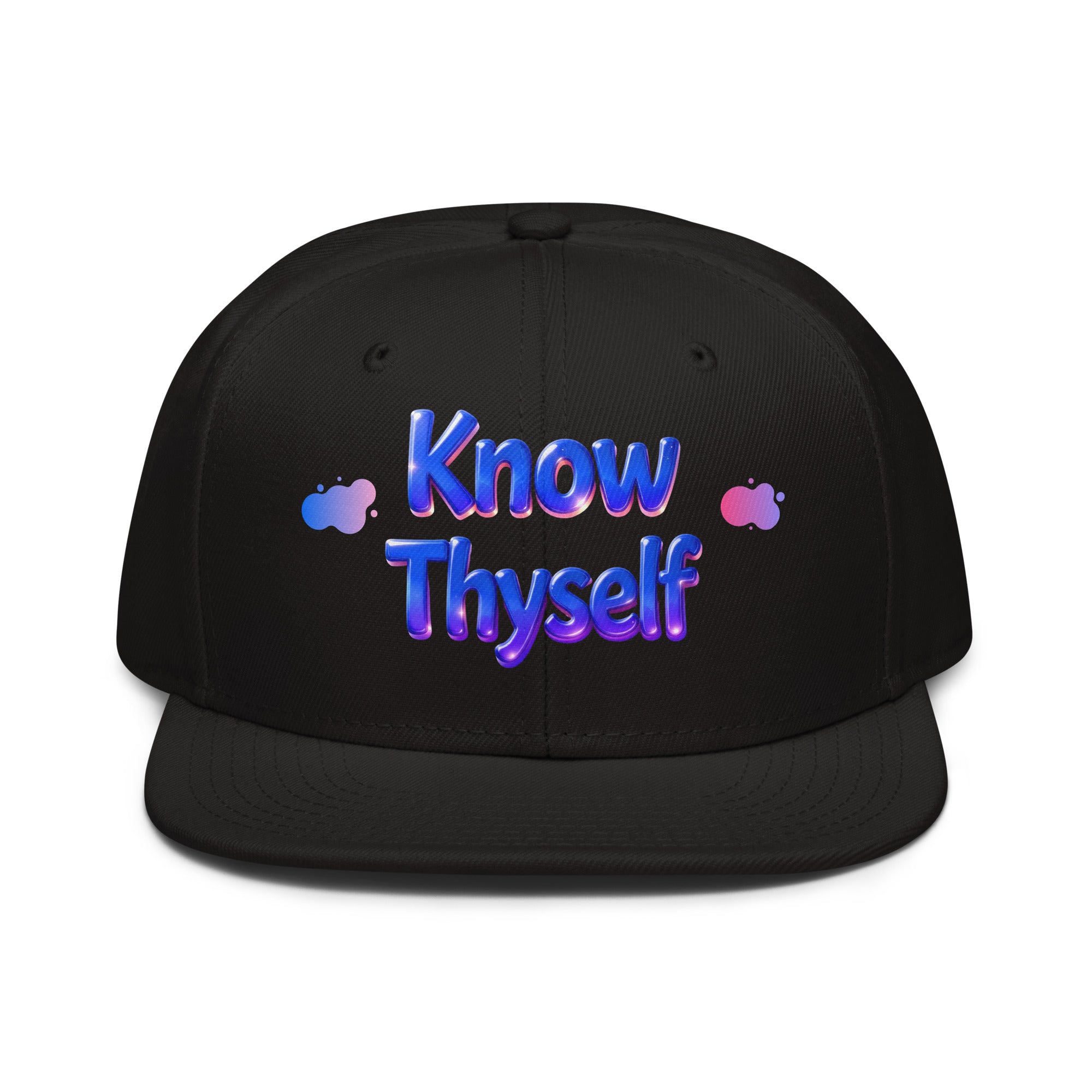 Snapback Hat - Know Thyself Snapback Hat – Blue Text Classic Streetwise Cap by printfluence.net