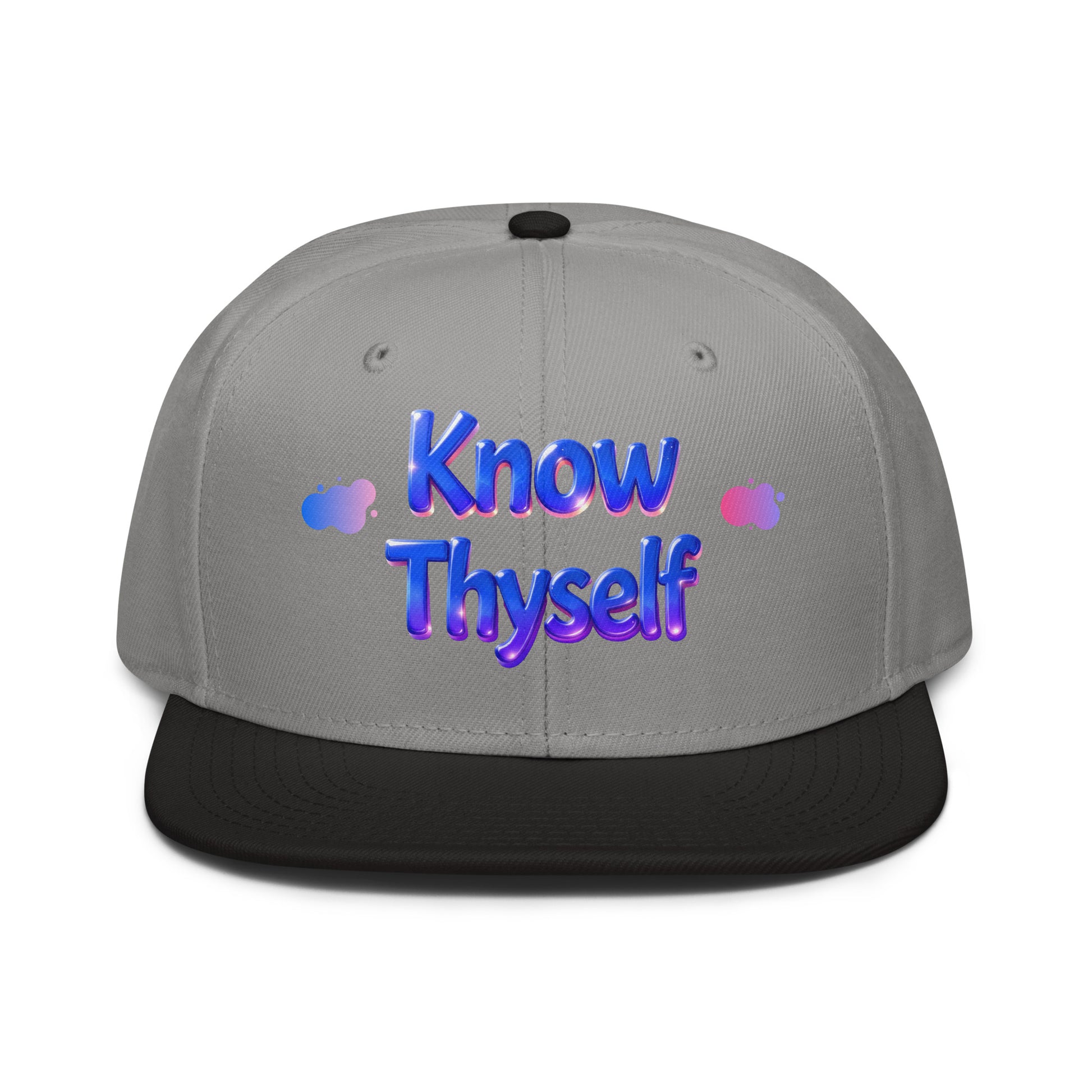 Snapback Hat - Know Thyself Snapback Hat – Blue Text Classic Streetwise Cap by printfluence.net