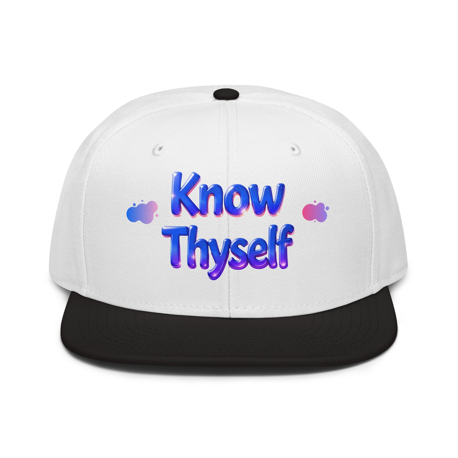Snapback Hat - Know Thyself Snapback Hat – Blue Text Classic Streetwise Cap by printfluence.net