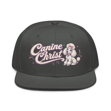 White Poodle Canine Christ Snapback Hat - Cute Dog Lover Flat Brim Graphic Cap by printfluence.net