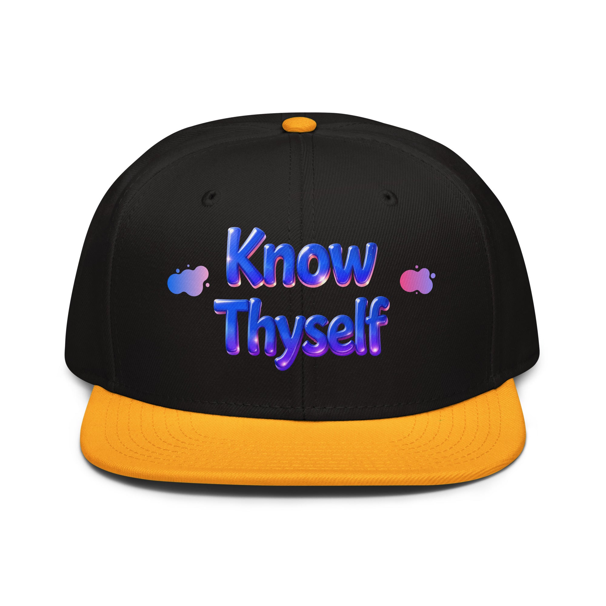 Snapback Hat - Know Thyself Snapback Hat – Blue Text Classic Streetwise Cap by printfluence.net