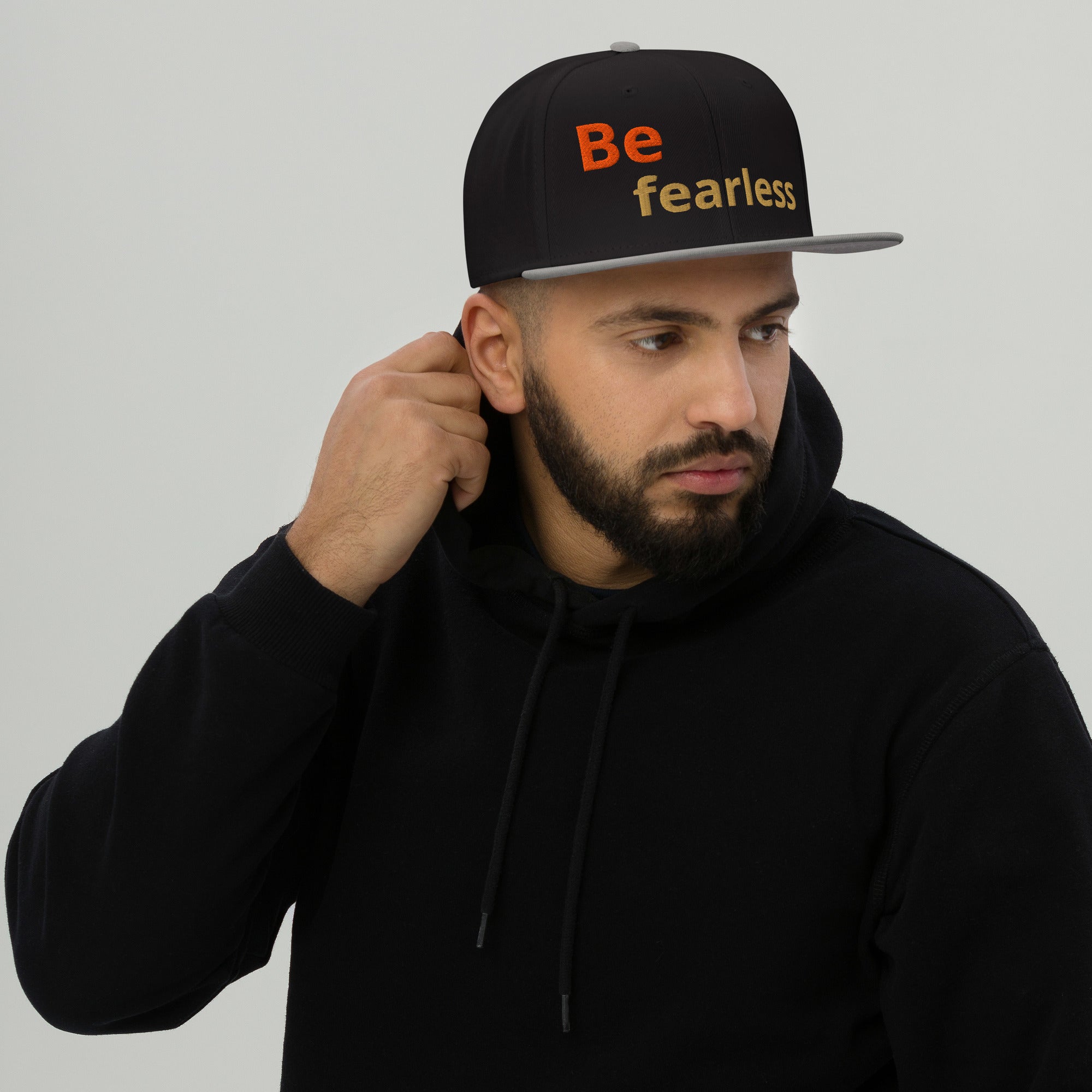 Snapback Hat - Be Fearless Cap – Bold Motivational Quote Design for Confident Style by printfluence.net