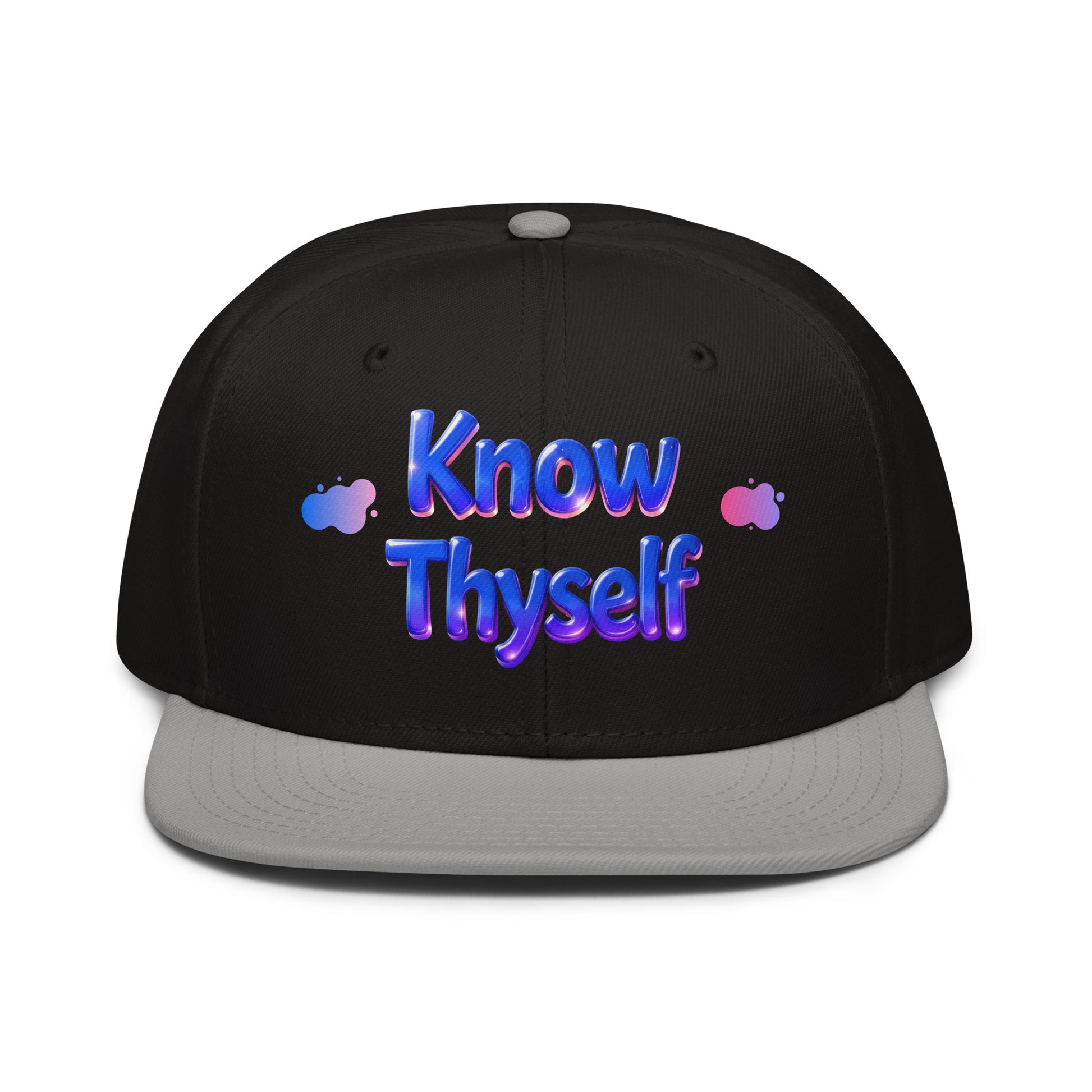 Snapback Hat - Know Thyself Snapback Hat – Blue Text Classic Streetwise Cap by printfluence.net