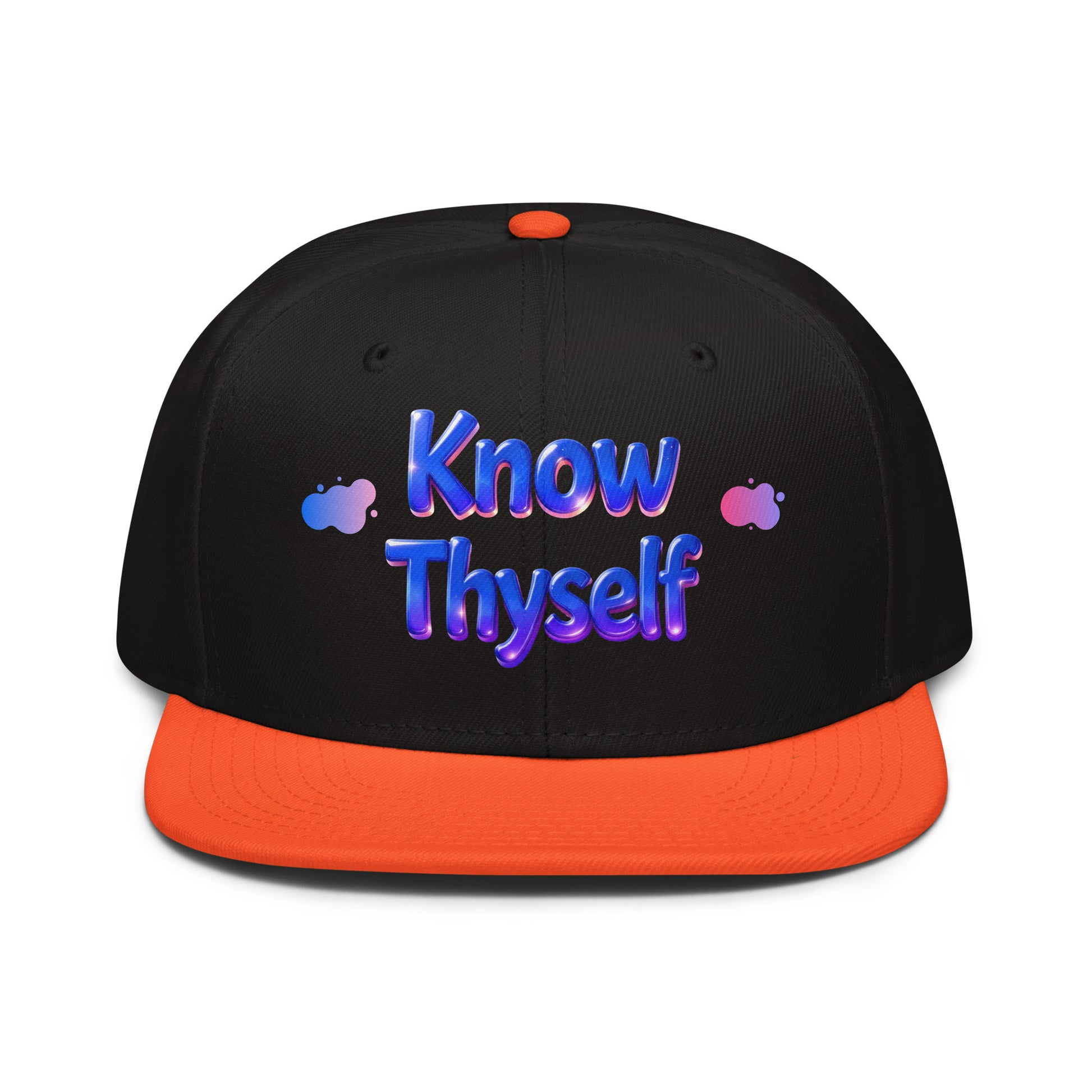 Snapback Hat - Know Thyself Snapback Hat – Blue Text Classic Streetwise Cap by printfluence.net