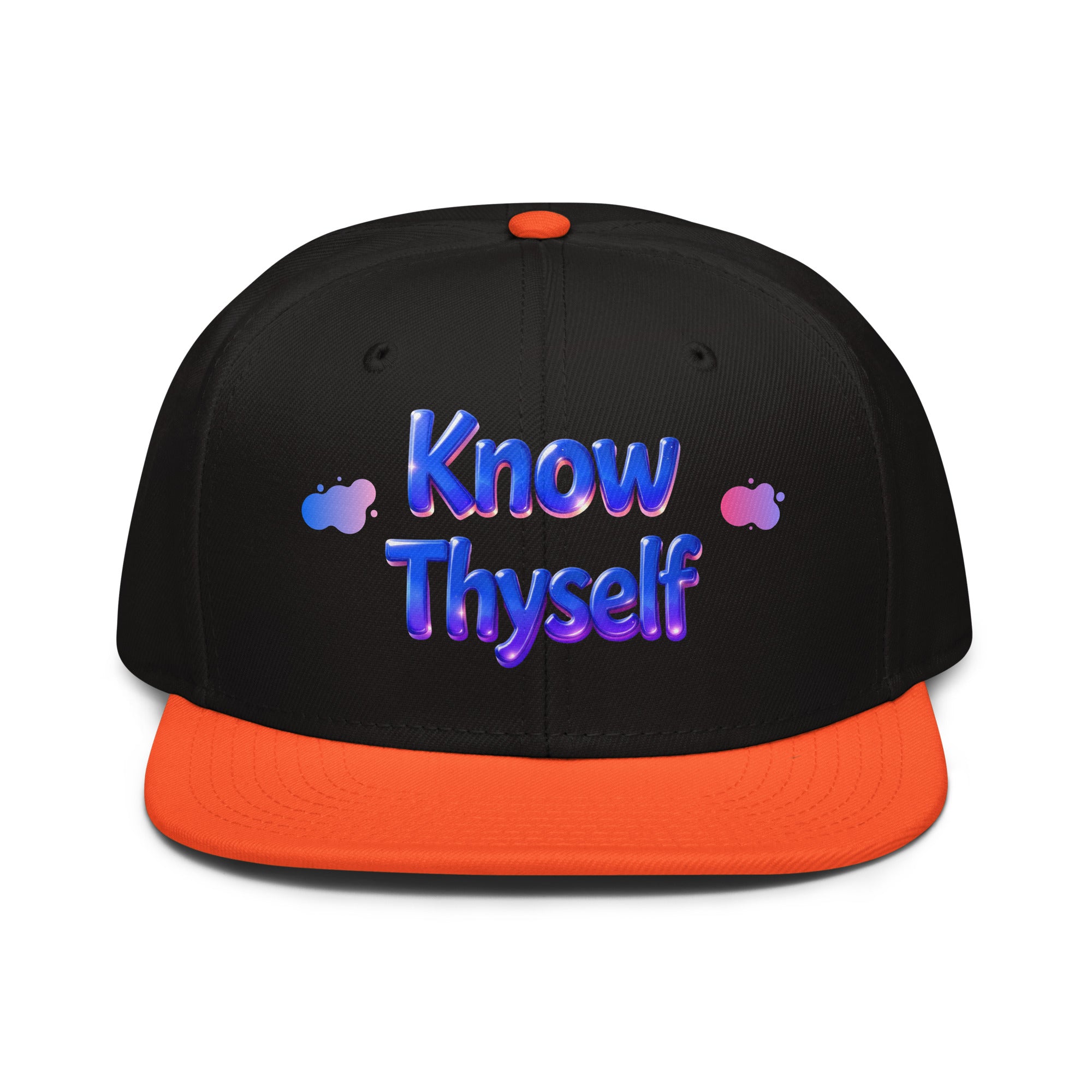 Snapback Hat - Know Thyself Snapback Hat – Blue Text Classic Streetwise Cap by printfluence.net