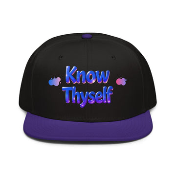 Snapback Hat - Know Thyself Snapback Hat – Blue Text Classic Streetwise Cap by printfluence.net