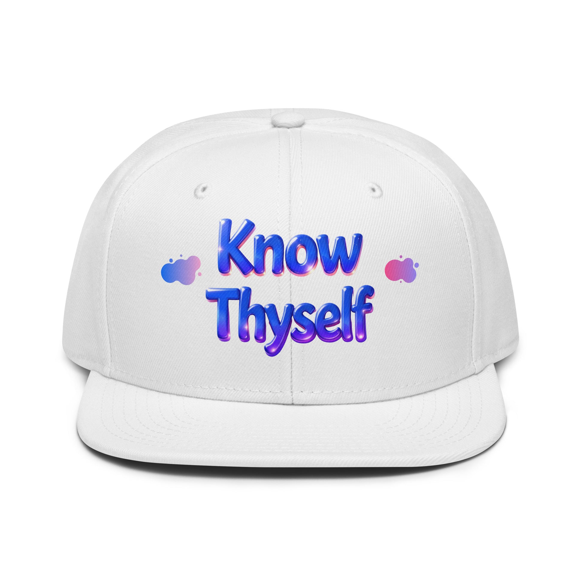 Snapback Hat - Know Thyself Snapback Hat – Blue Text Classic Streetwise Cap by printfluence.net
