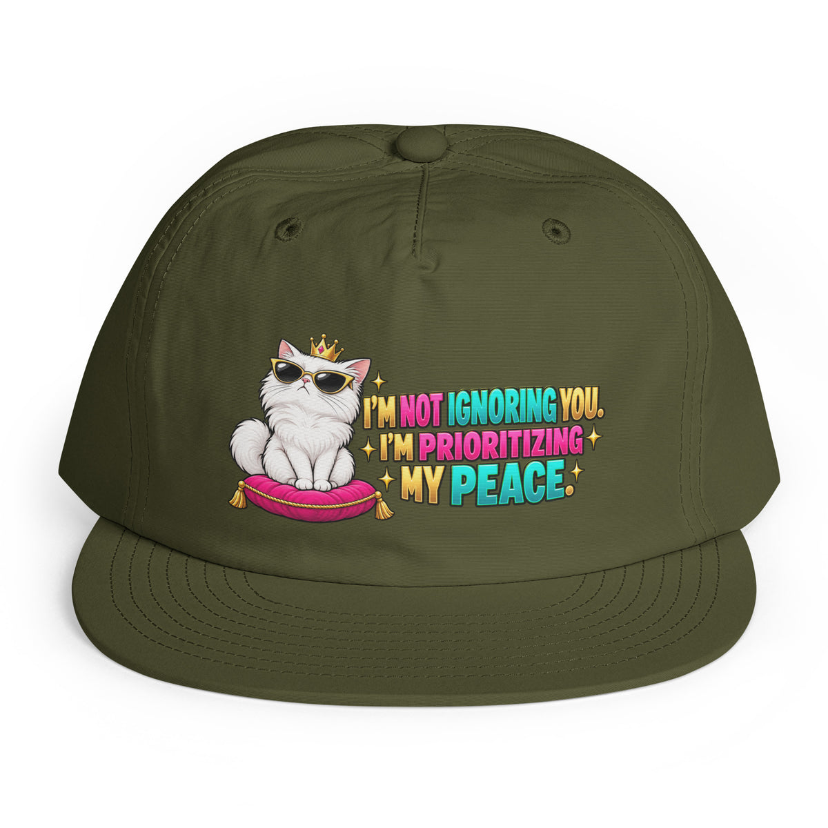 Sarcastic Humor Lovers | Surf Cap — I’M NOT IGNORING YOU, I’M PRIORITIZING MY PEACE. by printfluence