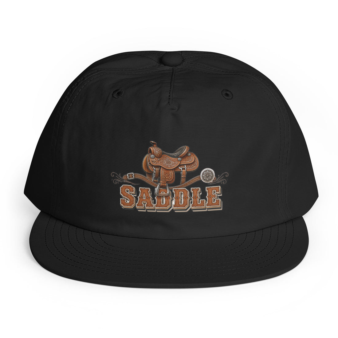 Horse Lovers Surf Cap Saddle – Western Leather Saddle & Vintage Typography Water Hat by printfluence.net