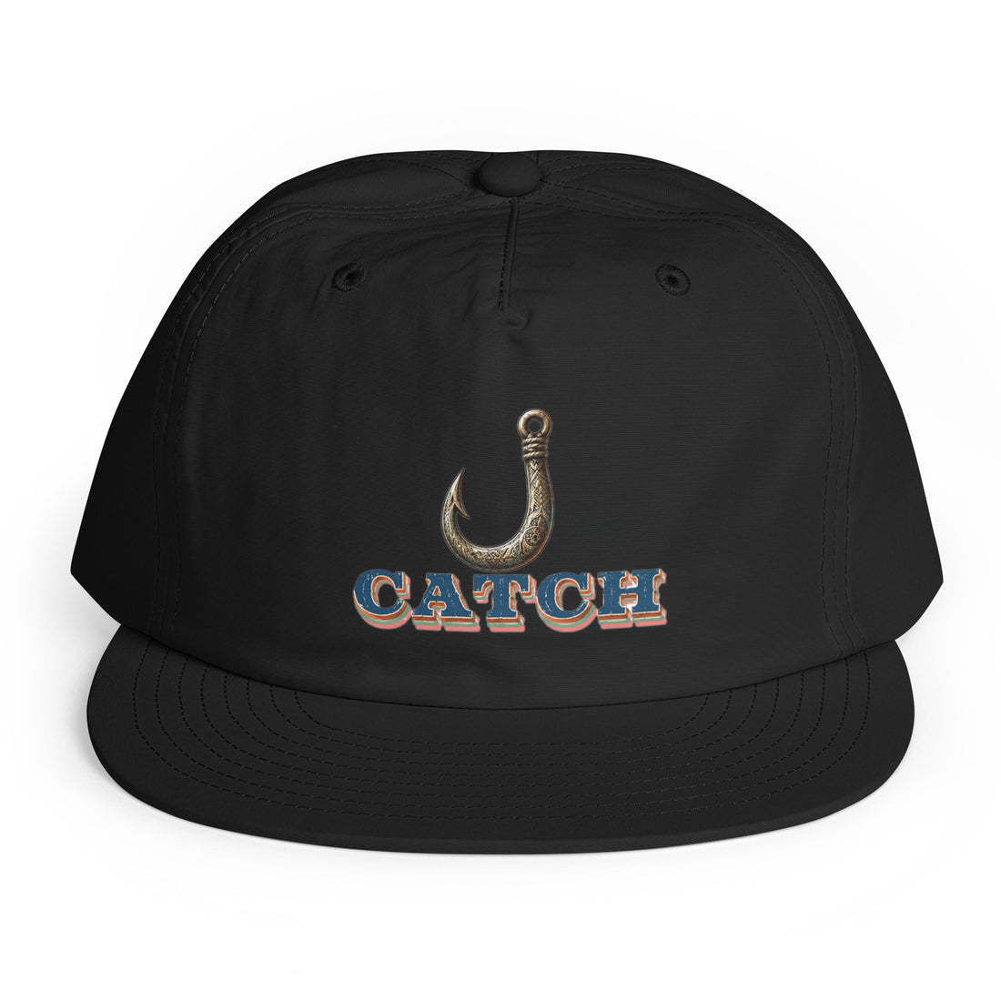 Fishing Lovers Cotton Surf Cap with Retro "Catch" Fish Hook Design by printfluence.net