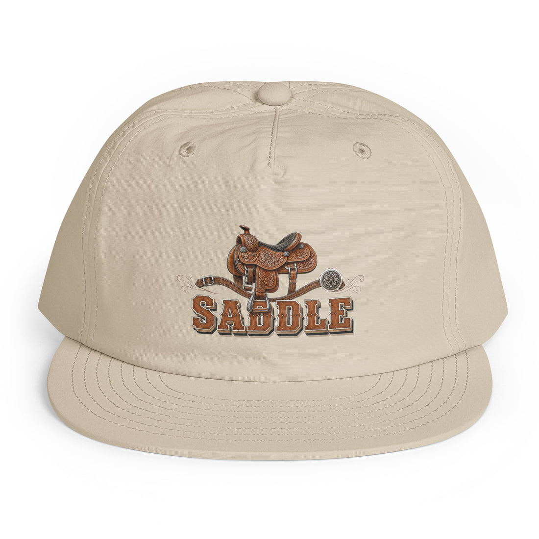 Horse Lovers Surf Cap Saddle – Western Leather Saddle & Vintage Typography Water Hat by printfluence.net