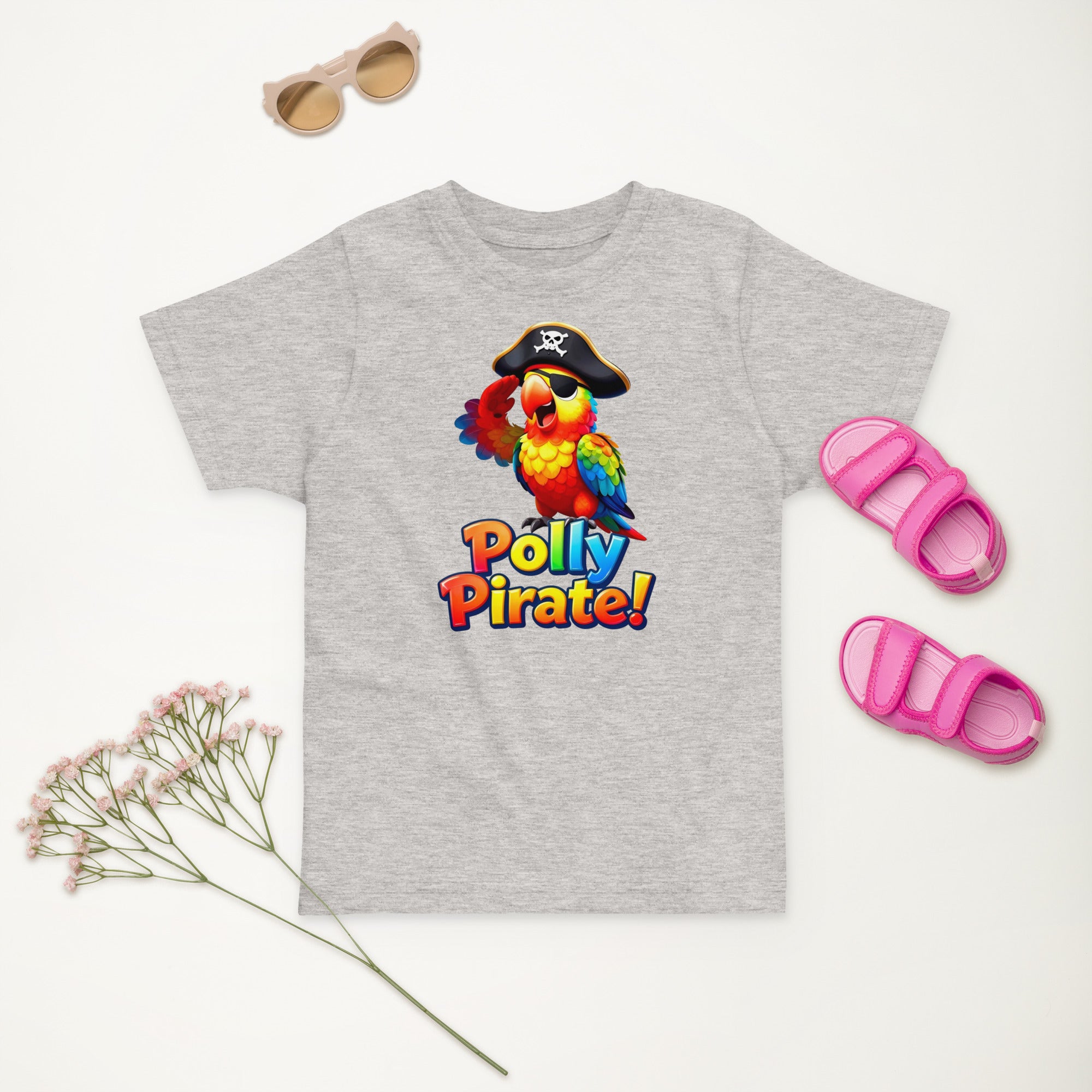 Toddler jersey t-shirt - Polly Pirate Parrot Kids T-Shirt – Fun Pirate Adventure Tee by printfluence.net