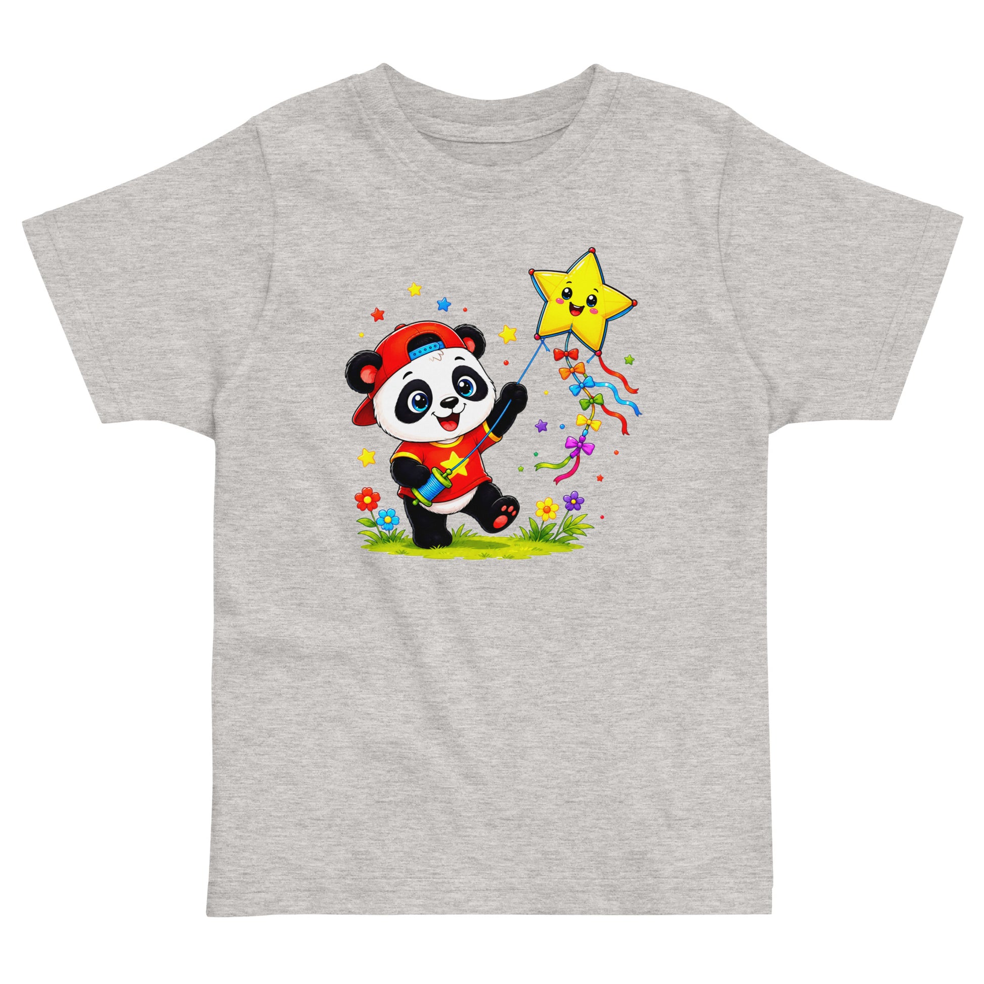 Toddler jersey t-shirt - Cute Panda Kite Flyer Toddler Jersey T-Shirt – Little Star Adventurer Kids Tee by printfluence.net