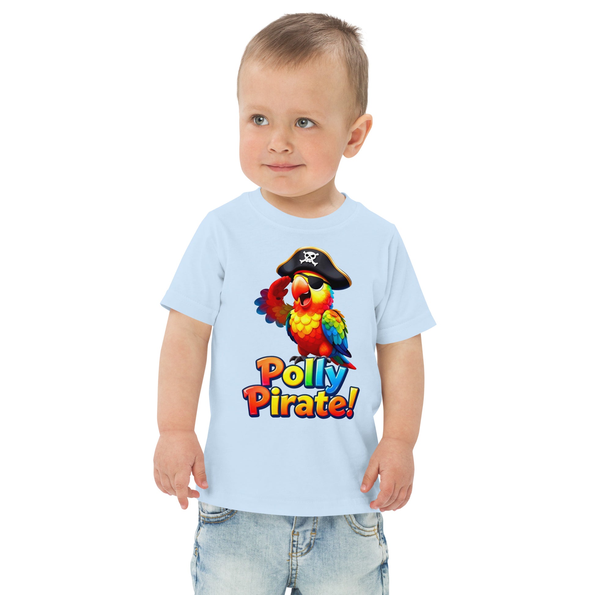 Toddler jersey t-shirt - Polly Pirate Parrot Kids T-Shirt – Fun Pirate Adventure Tee by printfluence.net