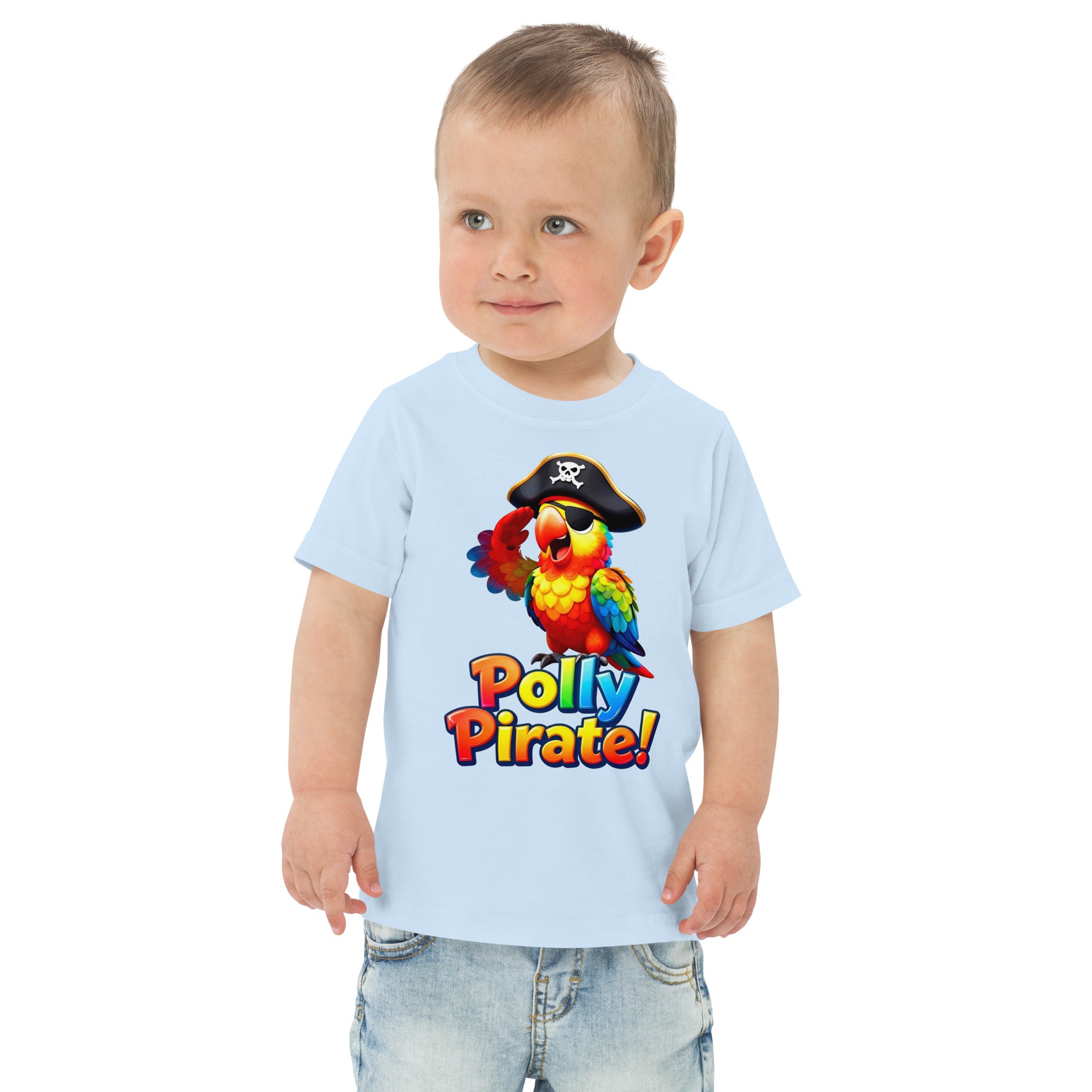 Toddler jersey t-shirt - Polly Pirate Parrot Kids T-Shirt – Fun Pirate Adventure Tee by printfluence.net