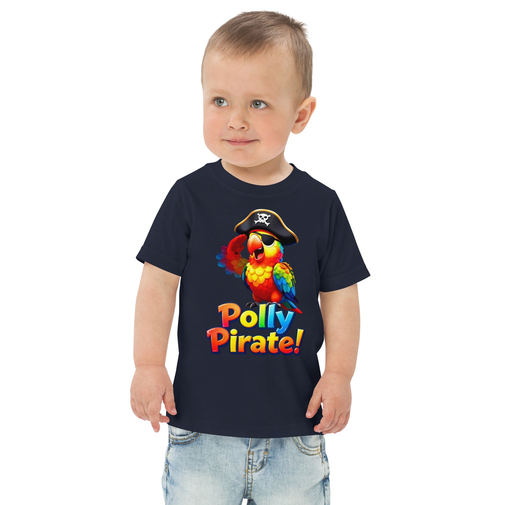 Toddler jersey t-shirt - Polly Pirate Parrot Kids T-Shirt – Fun Pirate Adventure Tee by printfluence.net