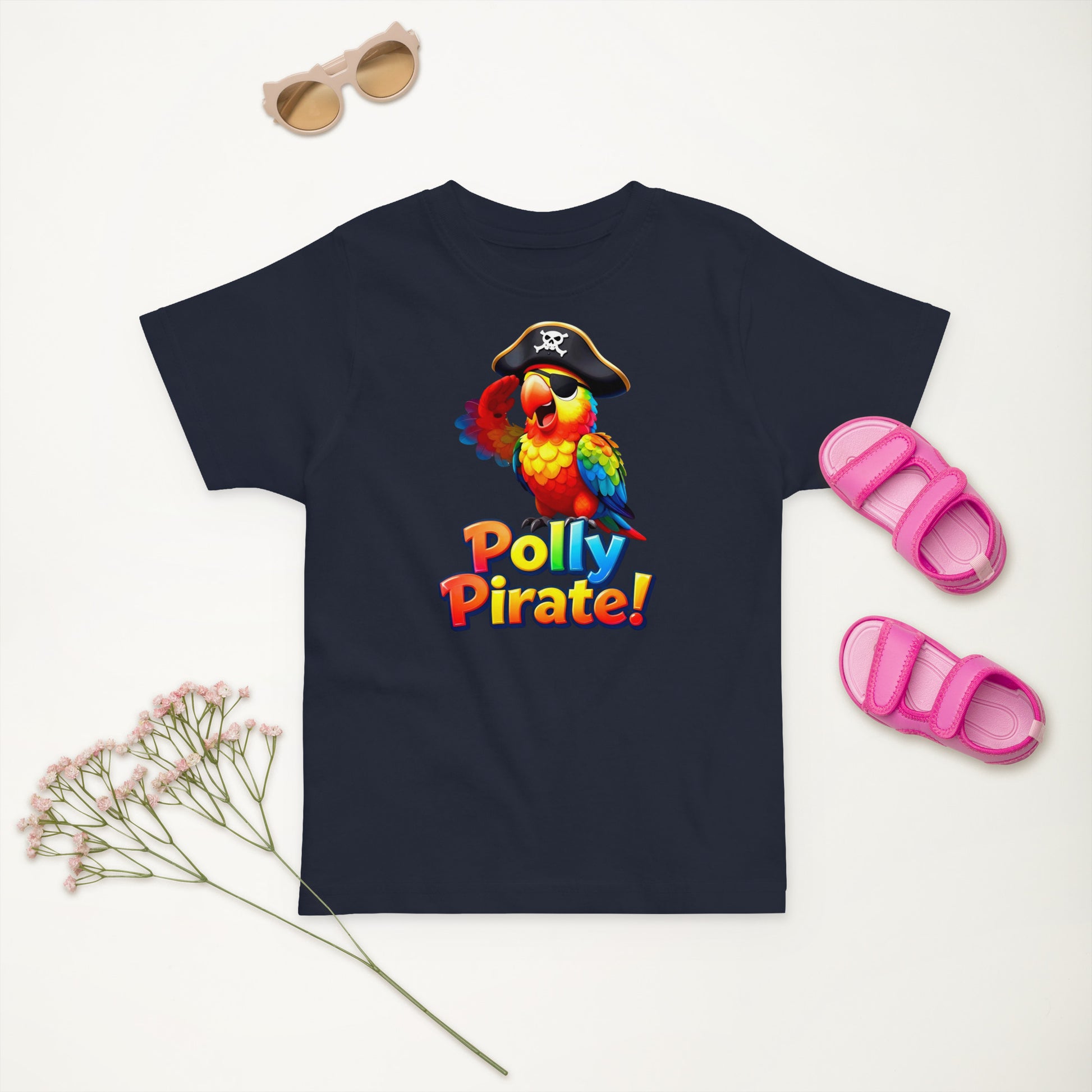 Toddler jersey t-shirt - Polly Pirate Parrot Kids T-Shirt – Fun Pirate Adventure Tee by printfluence.net