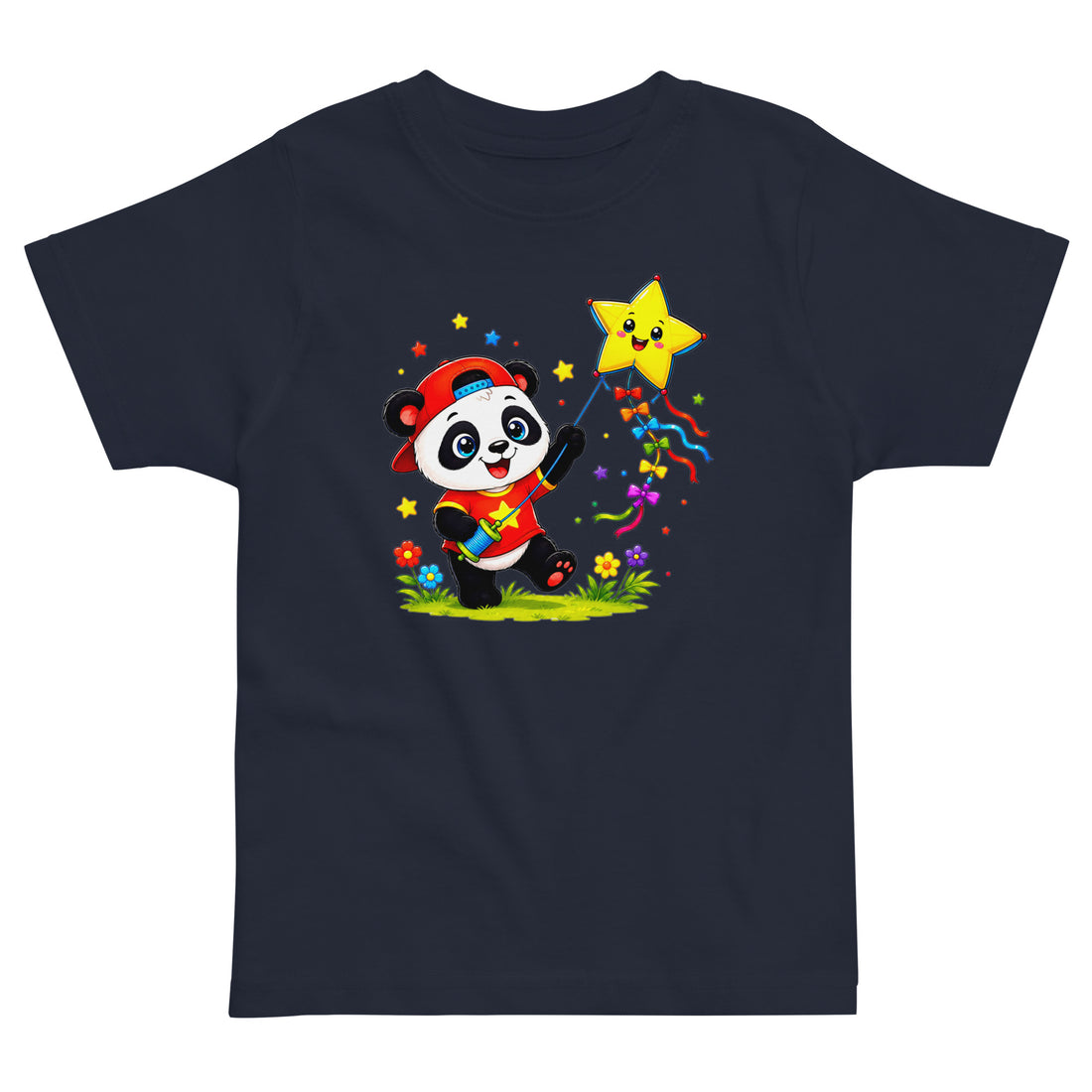 Toddler jersey t-shirt - Cute Panda Kite Flyer Toddler Jersey T-Shirt – Little Star Adventurer Kids Tee by printfluence.net