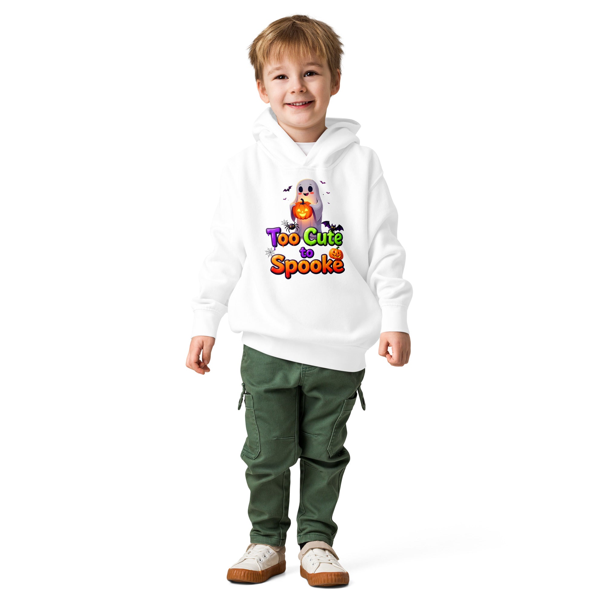 Toddler fleece pullover hoodie - Too Cute to Spook Toddler Fleece Hoodie – Adorable Halloween Ghost and Pumpkin Pullover by printfluence.net