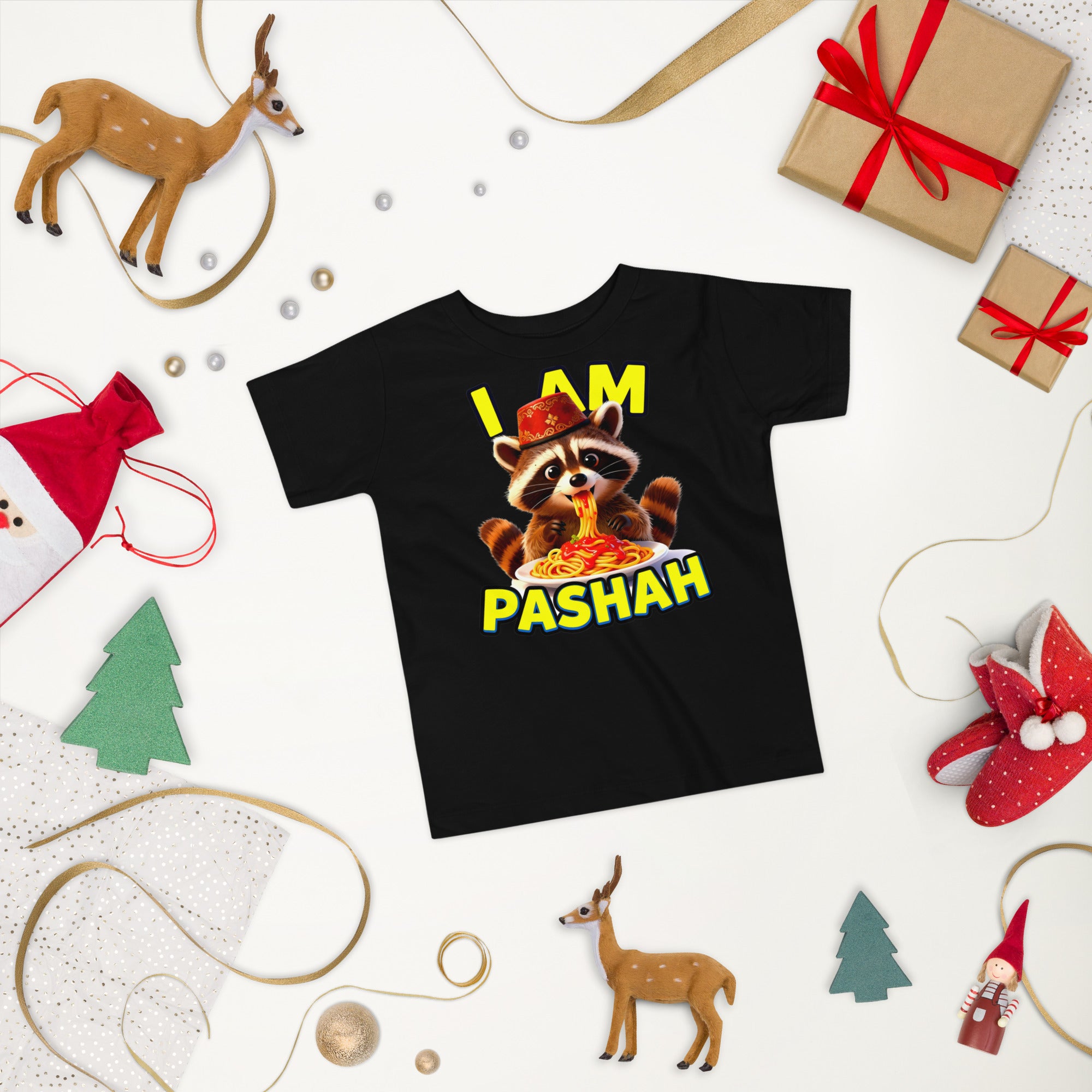 Toddler Short Sleeve Tee - I Am Pashah Raccoon Toddler Tee – Funny Spaghetti Fez Raccoon Short Sleeve by printfluence.net