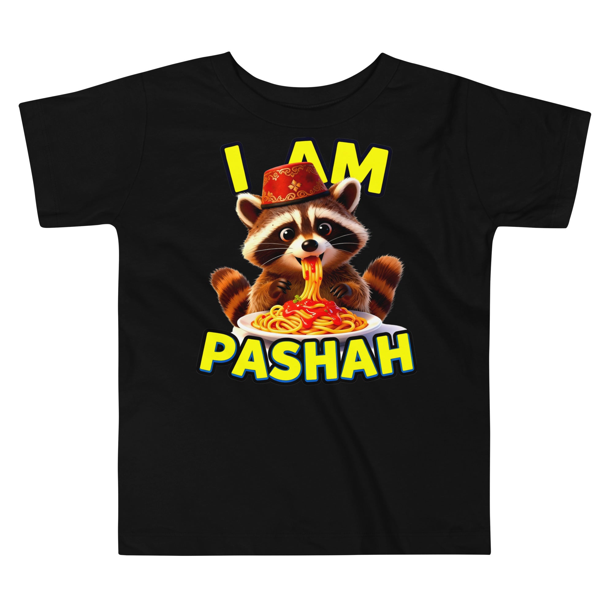 Toddler Short Sleeve Tee - I Am Pashah Raccoon Toddler Tee – Funny Spaghetti Fez Raccoon Short Sleeve by printfluence.net