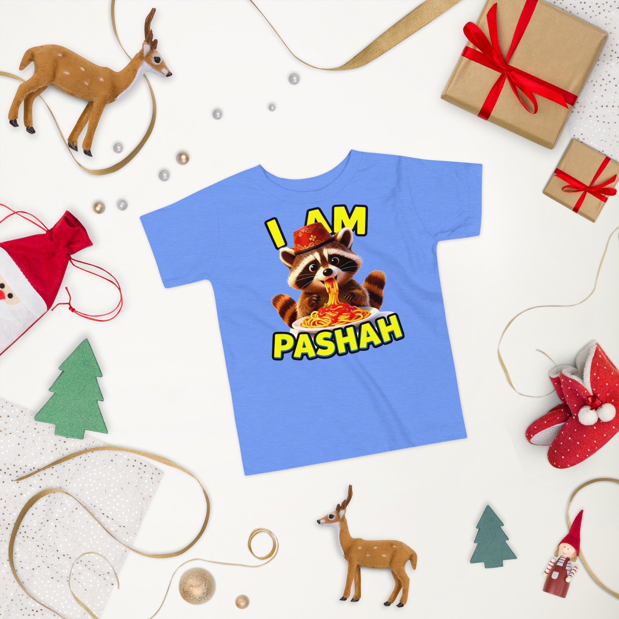 Toddler Short Sleeve Tee - I Am Pashah Raccoon Toddler Tee – Funny Spaghetti Fez Raccoon Short Sleeve by printfluence.net