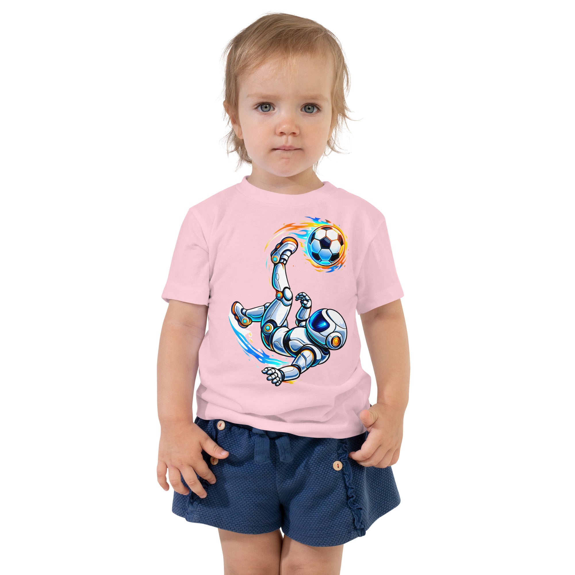 Toddler Short Sleeve Tee - Astro Soccer Tee – Toddler Robot Fire Ball Short Sleeve Shirt by printfluence.net