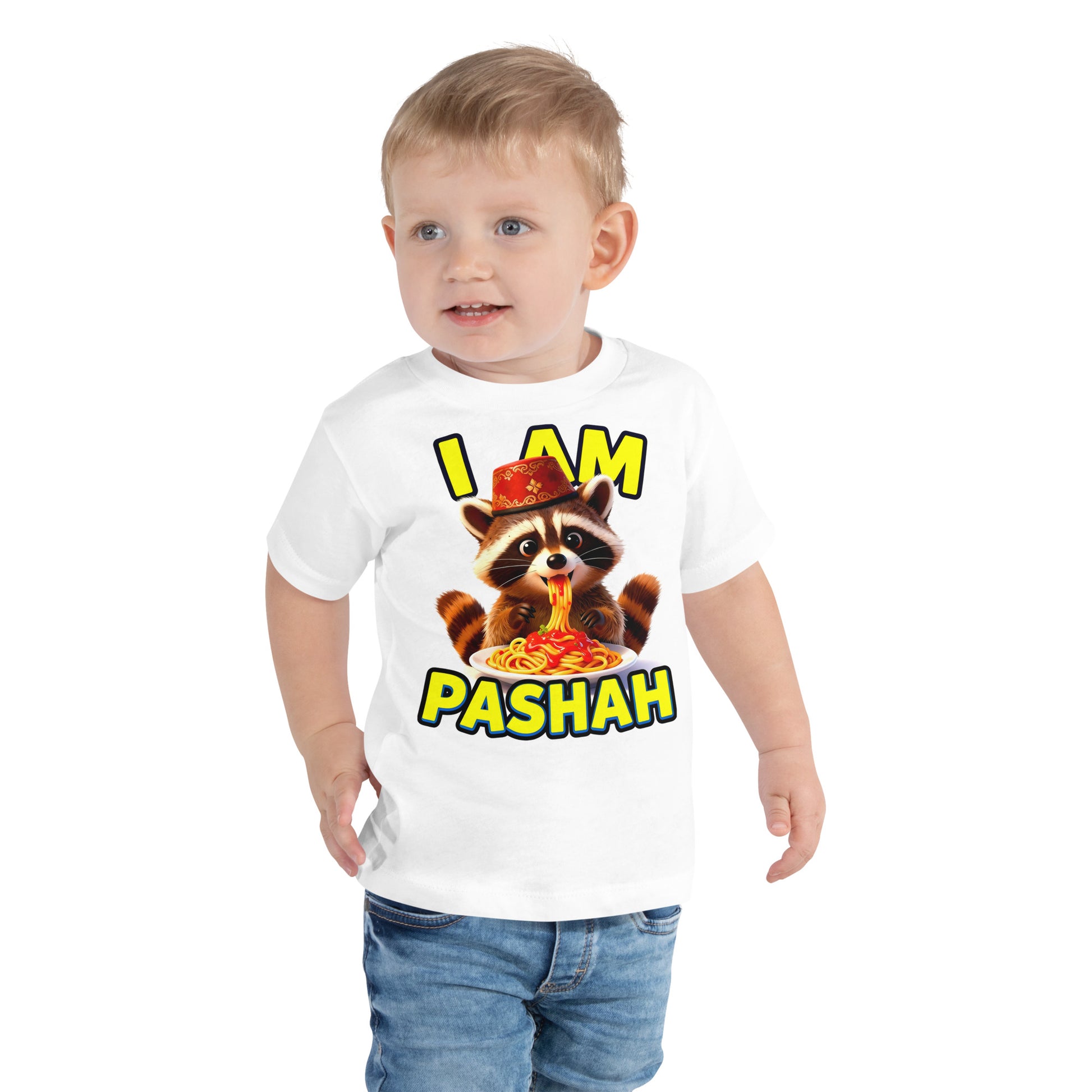 Toddler Short Sleeve Tee - I Am Pashah Raccoon Toddler Tee – Funny Spaghetti Fez Raccoon Short Sleeve by printfluence.net