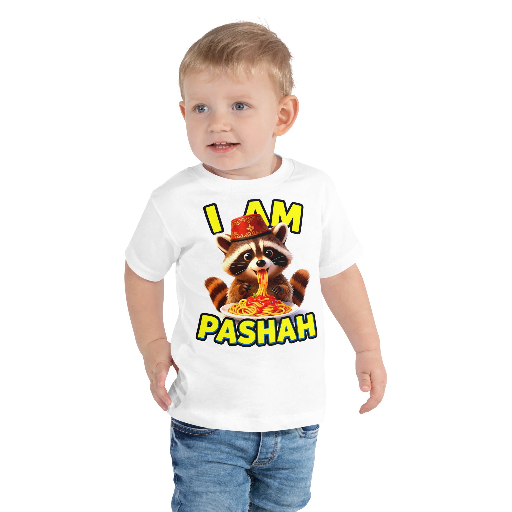 Toddler Short Sleeve Tee - I Am Pashah Raccoon Toddler Tee – Funny Spaghetti Fez Raccoon Short Sleeve by printfluence.net