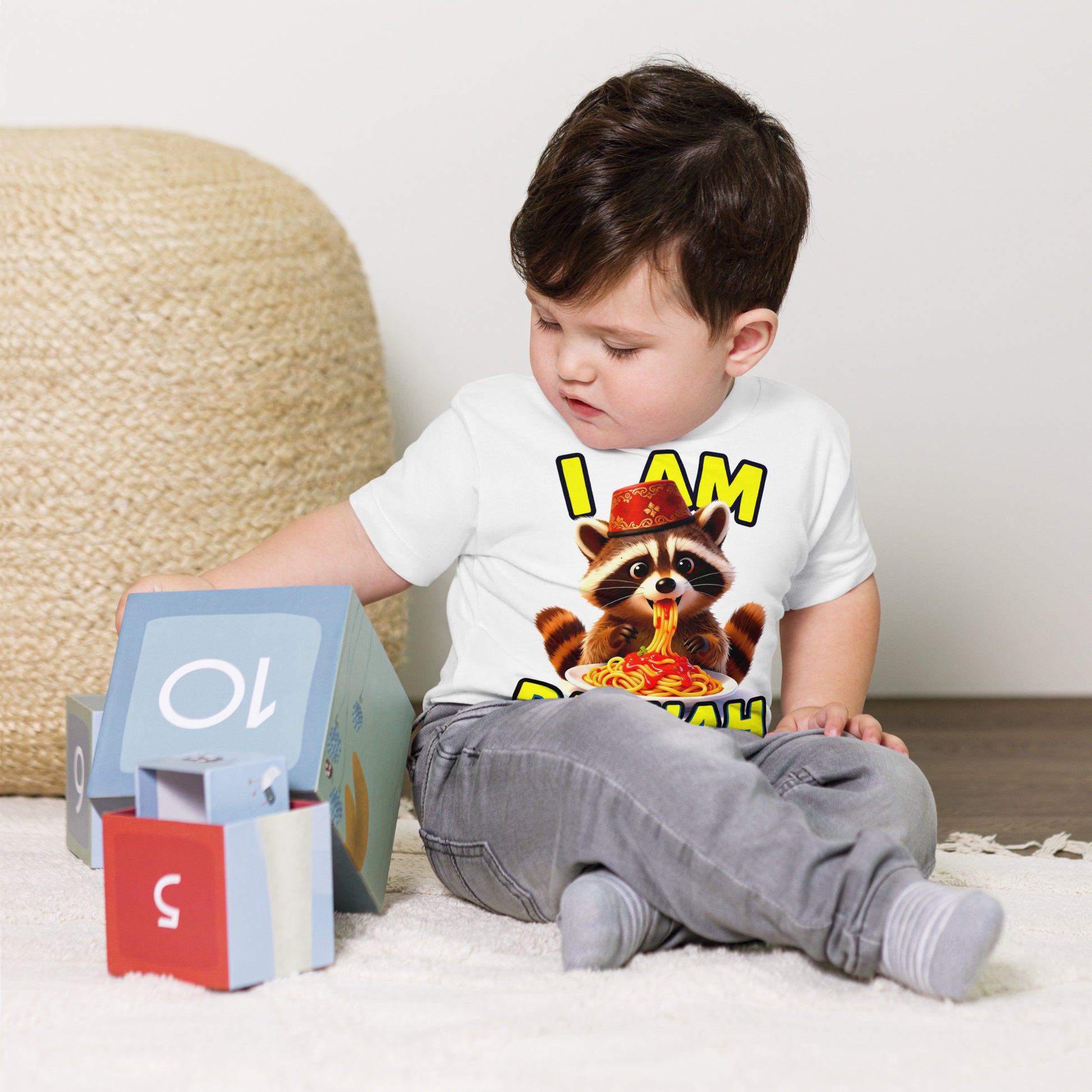 Toddler Short Sleeve Tee - I Am Pashah Raccoon Toddler Tee – Funny Spaghetti Fez Raccoon Short Sleeve by printfluence.net