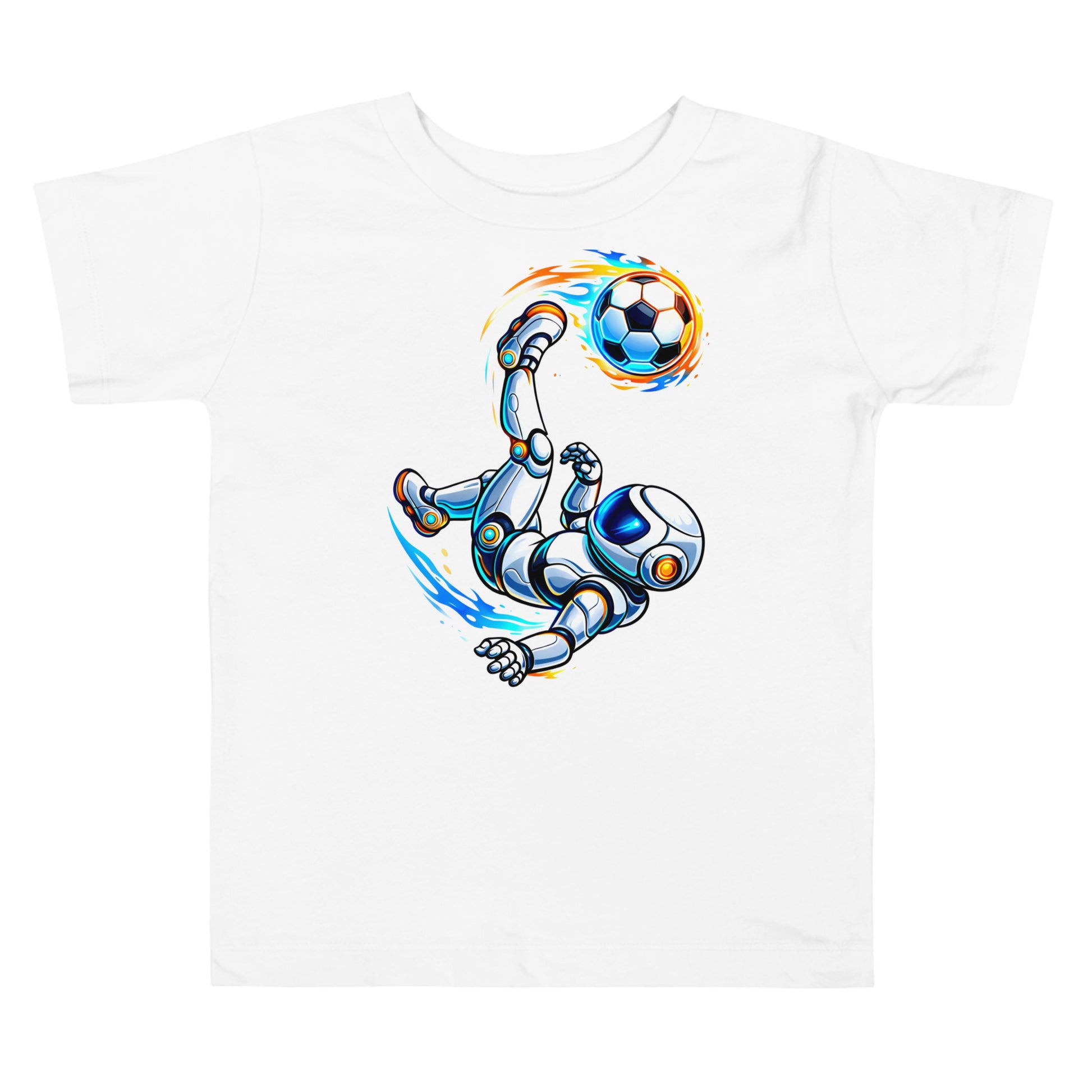 Toddler Short Sleeve Tee - Astro Soccer Tee – Toddler Robot Fire Ball Short Sleeve Shirt by printfluence.net
