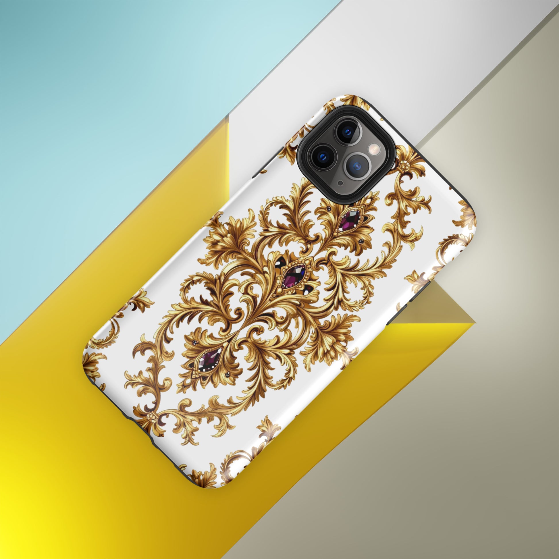 Tough Case for iPhone® - Elite Ruby Gem iPhone Tough Case – Luxury Gold Ornate Design for Success Elites by printfluence.net