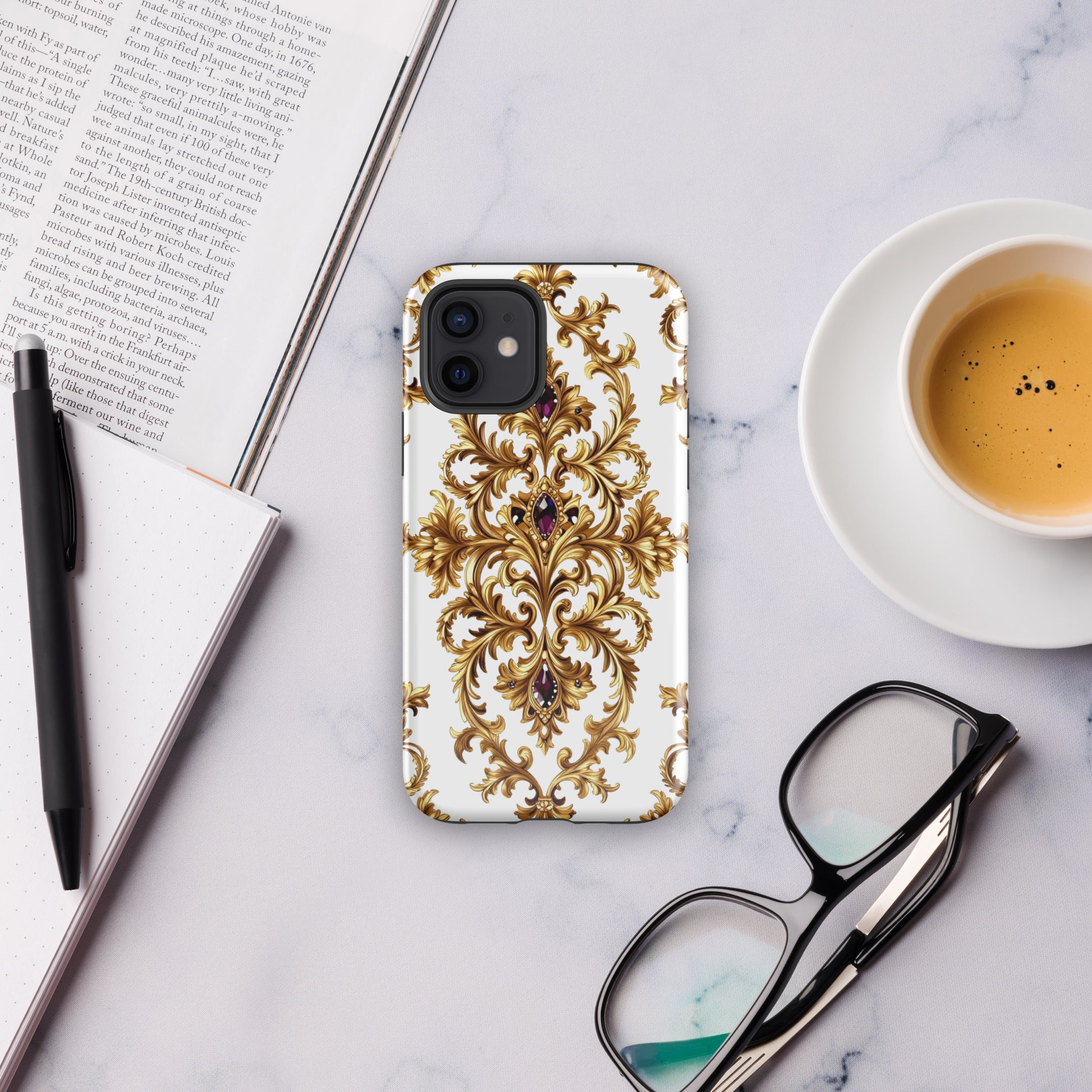 Tough Case for iPhone® - Elite Ruby Gem iPhone Tough Case – Luxury Gold Ornate Design for Success Elites by printfluence.net