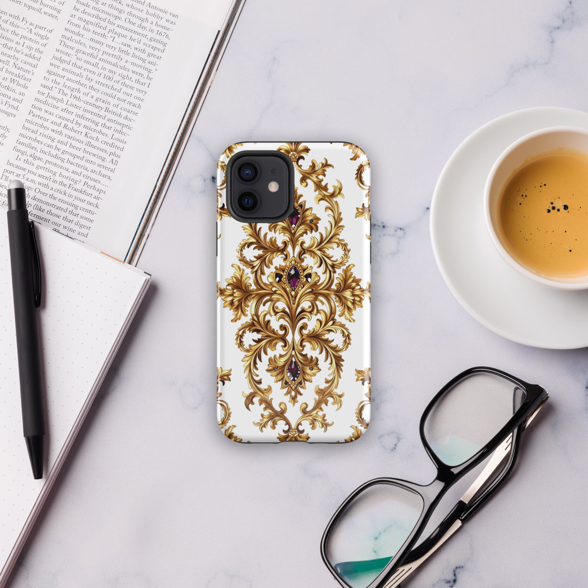 Tough Case for iPhone® - Elite Ruby Gem iPhone Tough Case – Luxury Gold Ornate Design for Success Elites by printfluence.net