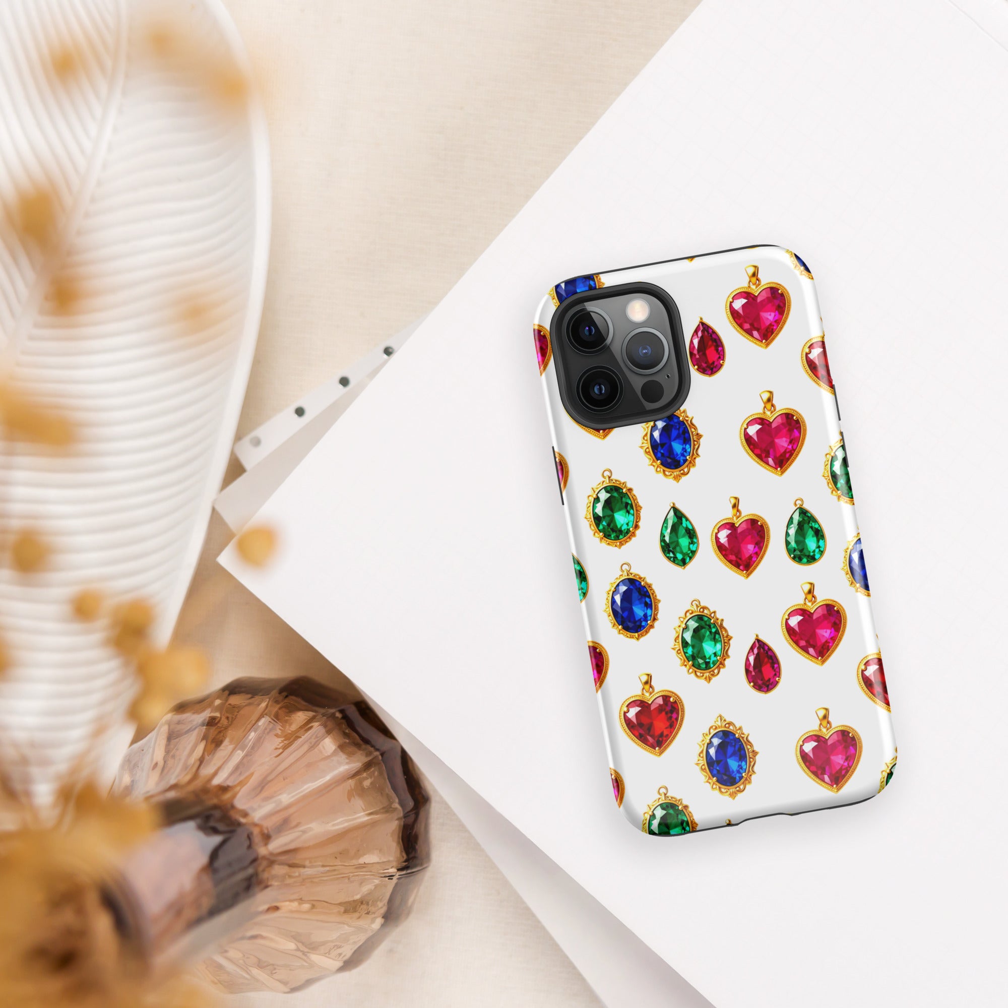 Tough Case for iPhone® - Royal Ruby Emerald Sapphire Tough Case – Elite Multi-Gem Luxury for iPhone by printfluence.net
