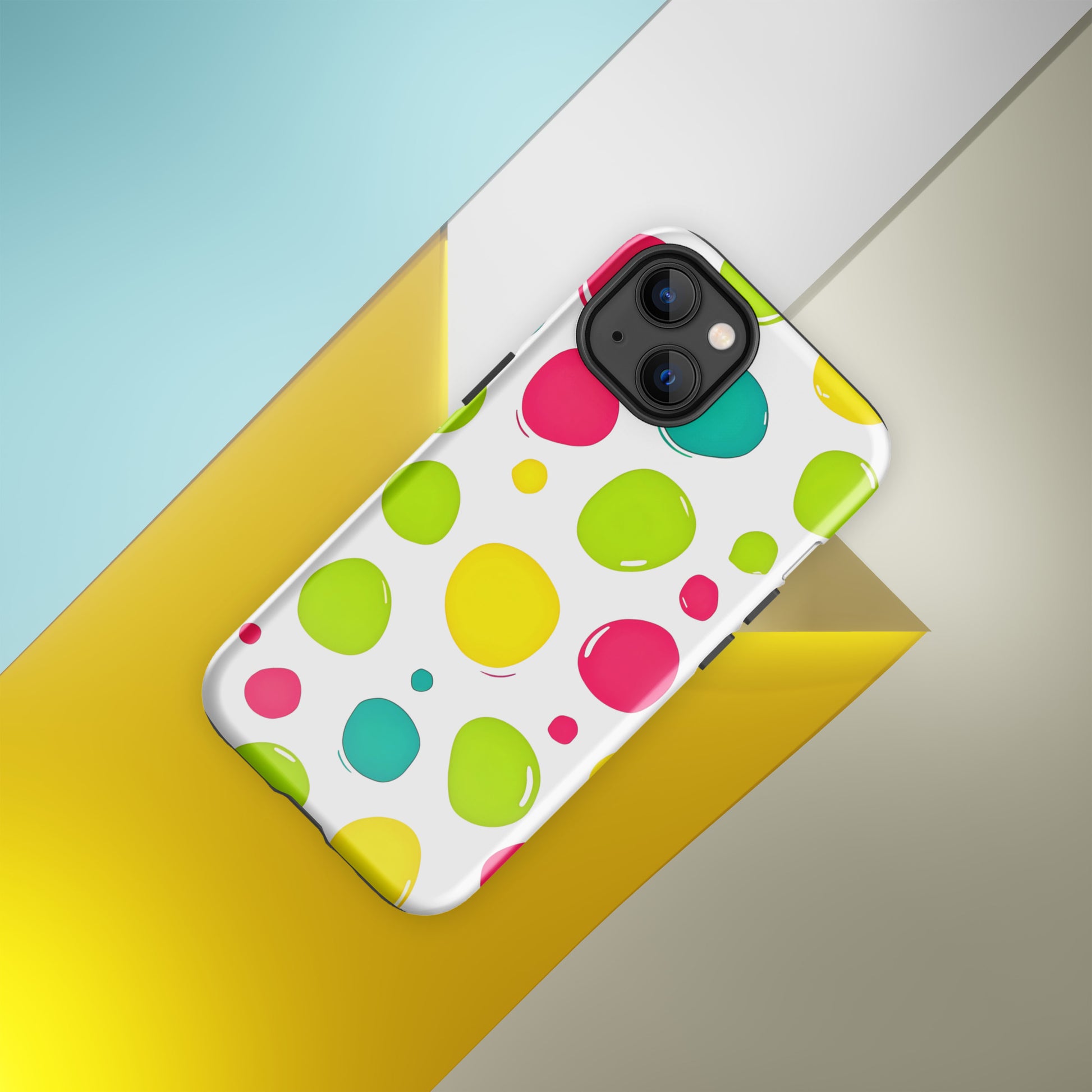 Tough Case for iPhone® - Color Splash Water Bubbles iPhone Case – Vibrant Abstract Art Design by printfluence.net