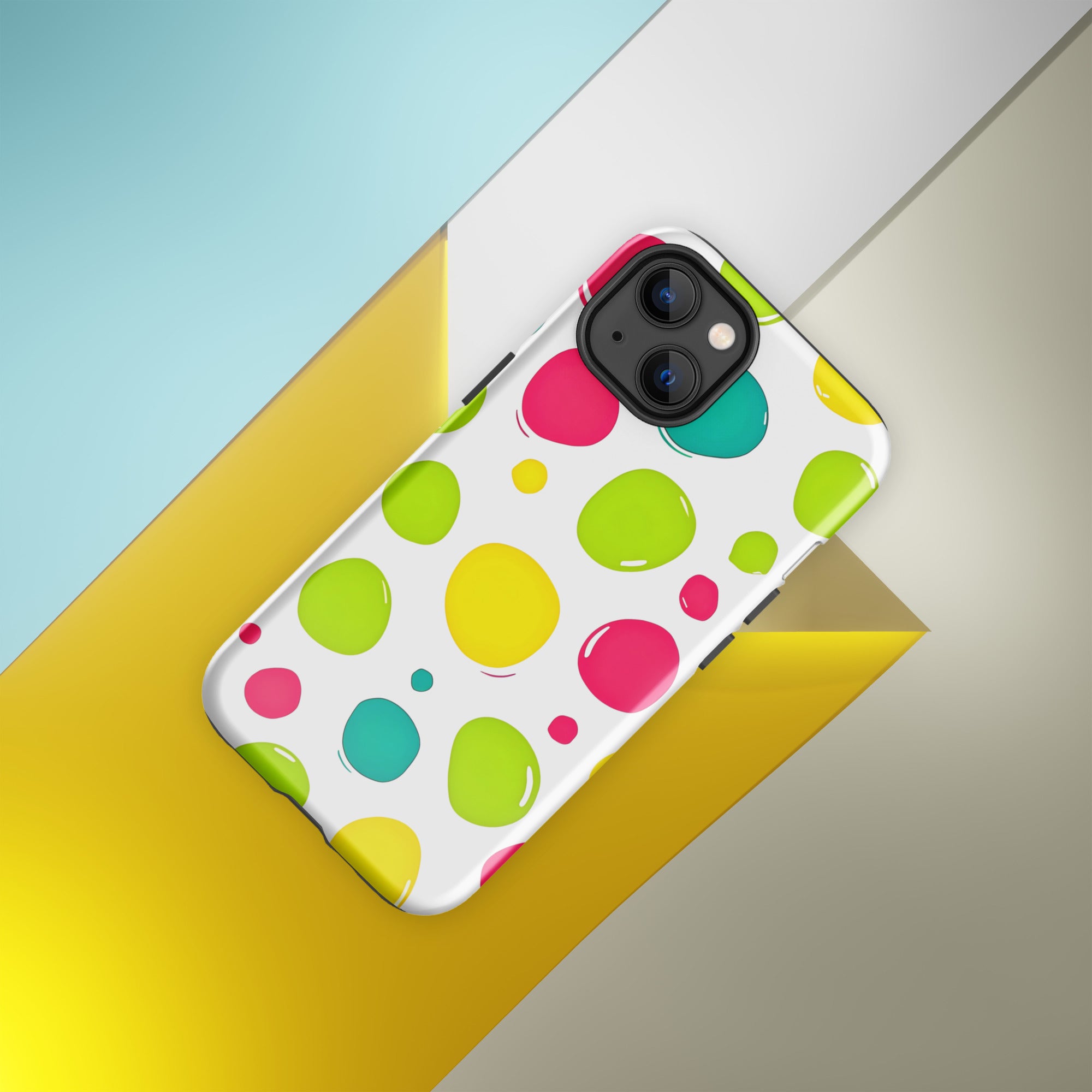 Tough Case for iPhone® - Color Splash Water Bubbles iPhone Case – Vibrant Abstract Art Design by printfluence.net