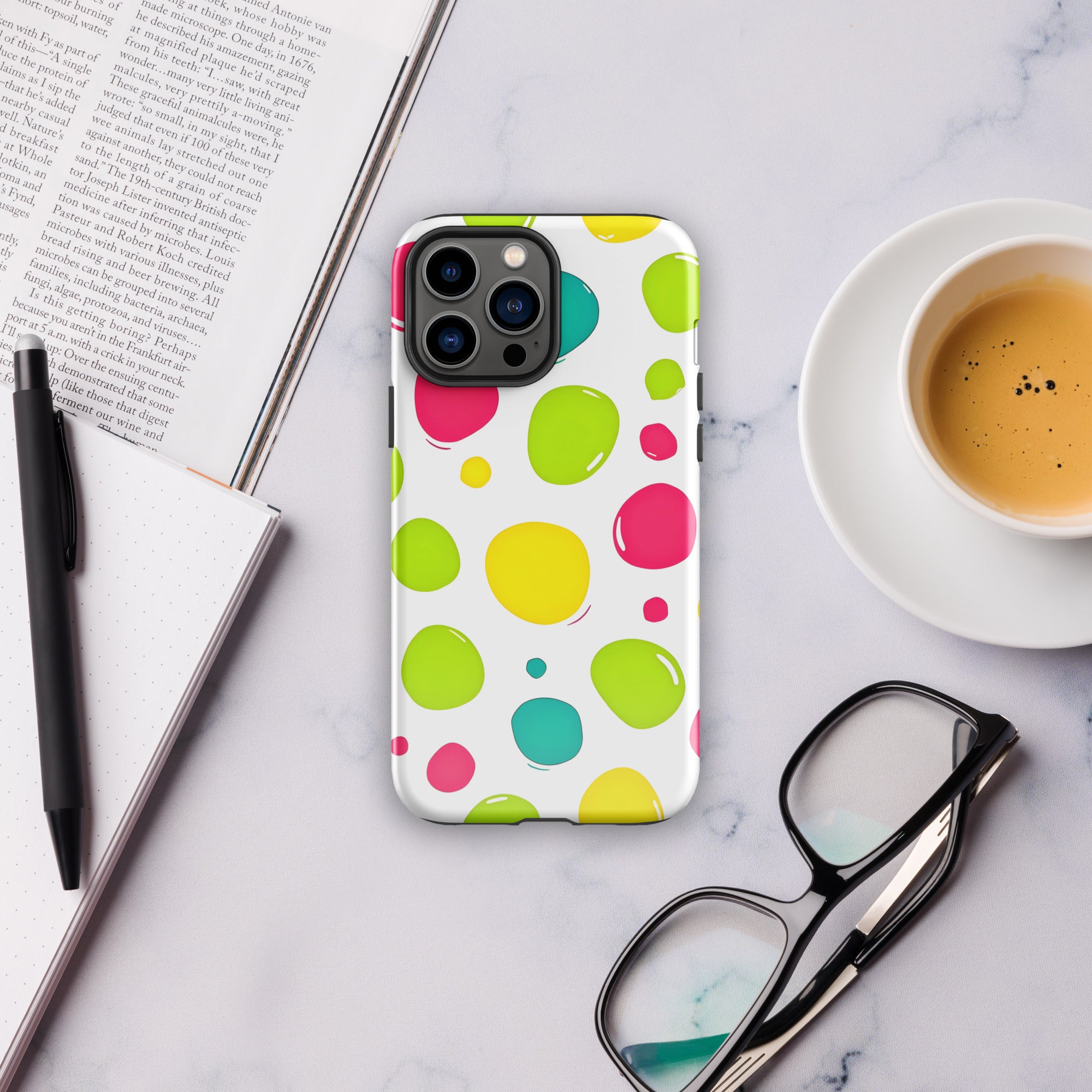 Tough Case for iPhone® - Color Splash Water Bubbles iPhone Case – Vibrant Abstract Art Design by printfluence.net