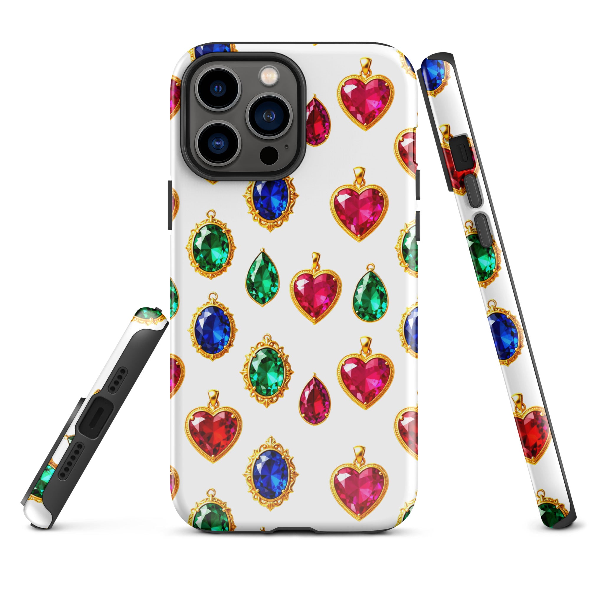 Tough Case for iPhone® - Royal Ruby Emerald Sapphire Tough Case – Elite Multi-Gem Luxury for iPhone by printfluence.net